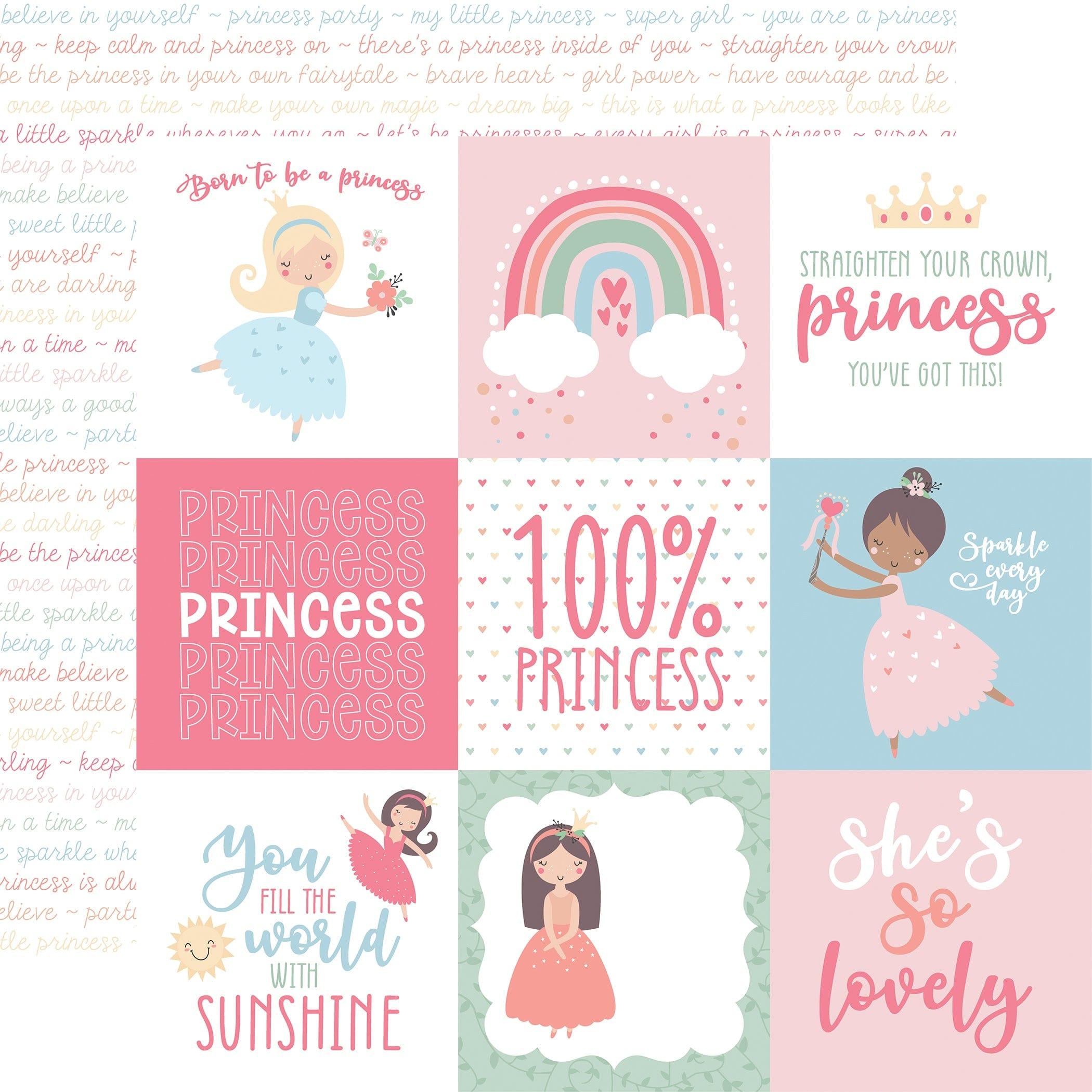 Our Little Princess Collection 4X4 Journaling Cards 12 x 12 Double-Sided Scrapbook Paper by Echo Park Paper