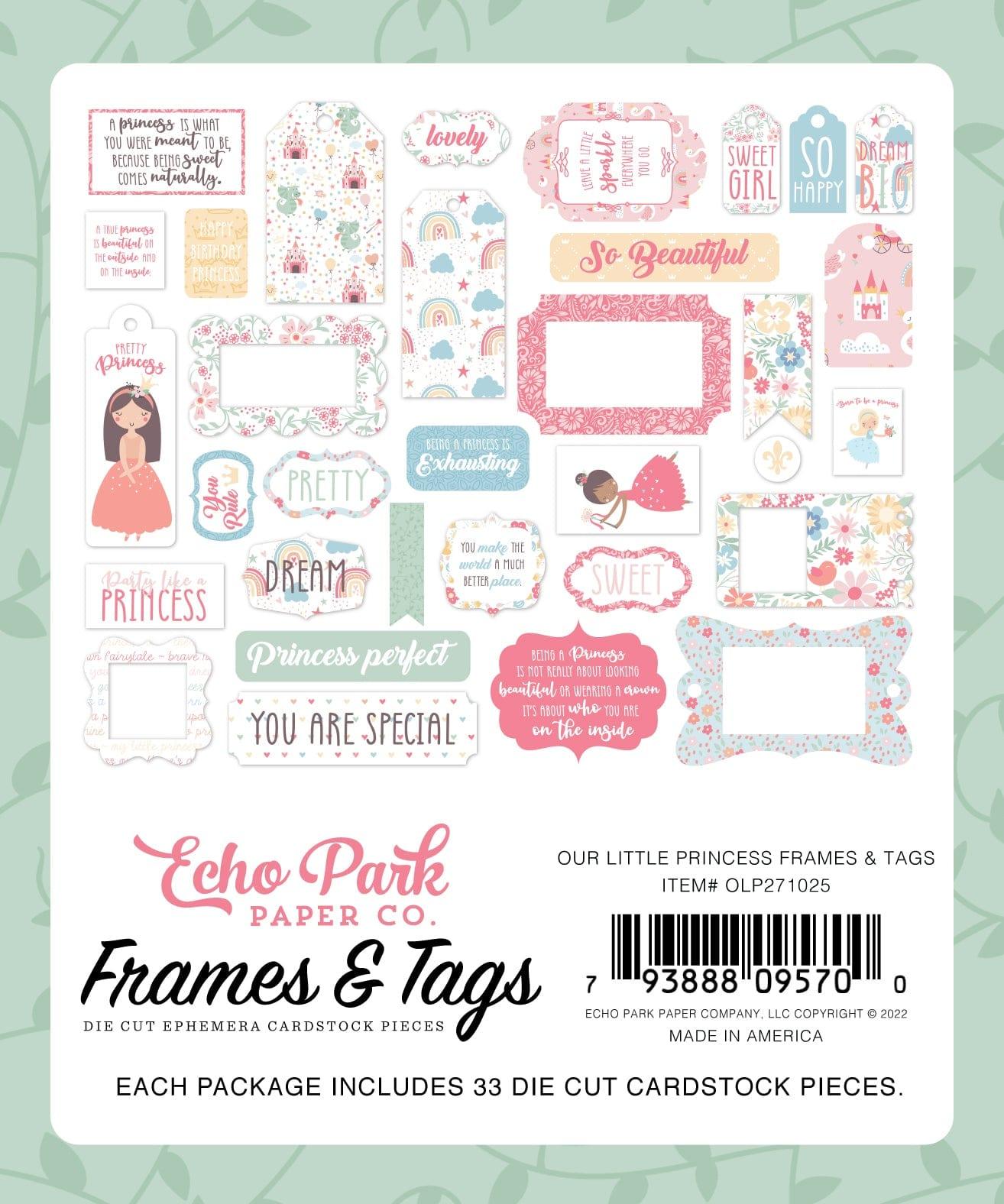 Our Little Princess Collection 5 x 5 Scrapbook Tags & Frames Die Cuts by Echo Park Paper - Scrapbook Supply Companies
