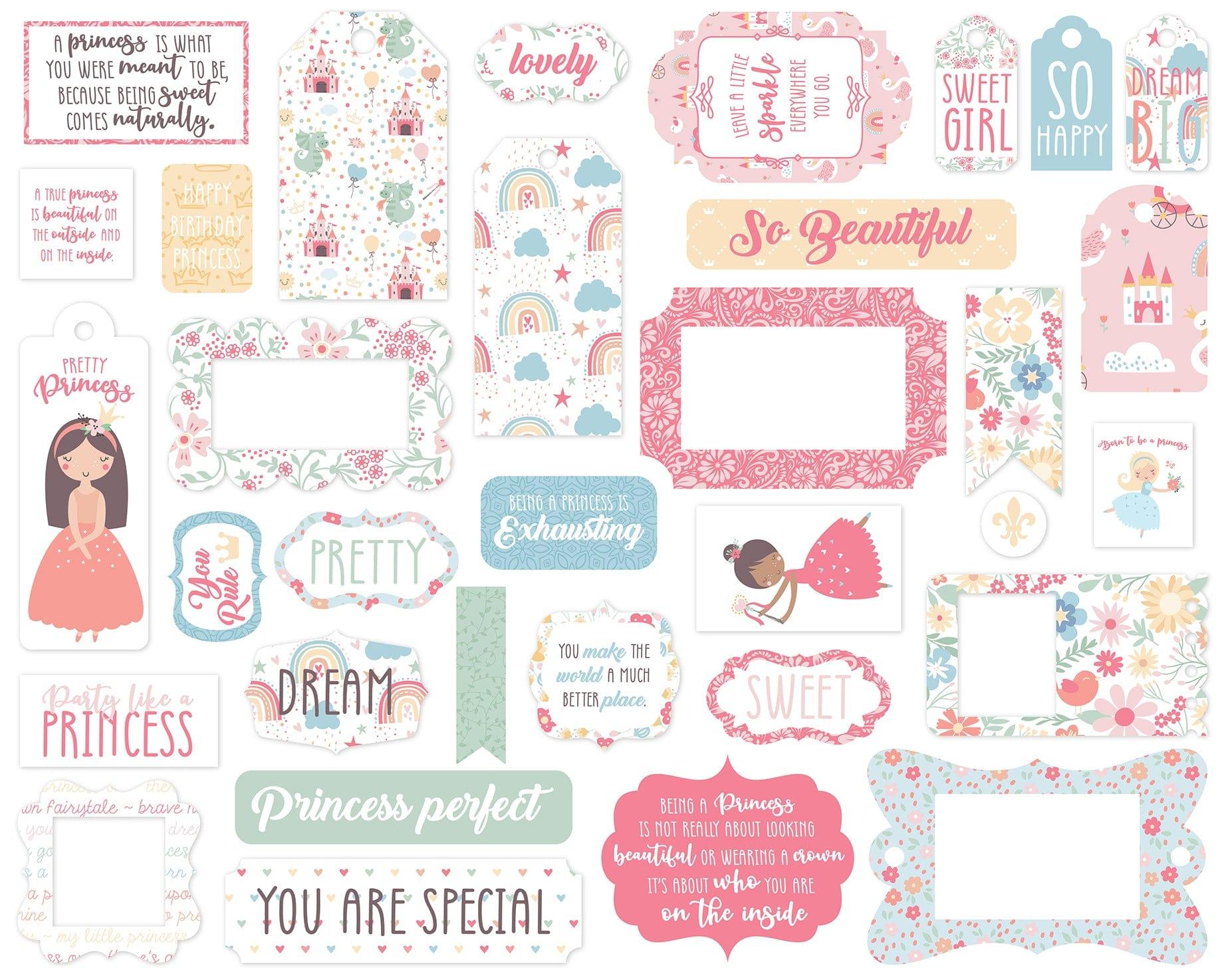 Our Little Princess Collection 5 x 5 Scrapbook Tags & Frames Die Cuts by Echo Park Paper - Scrapbook Supply Companies