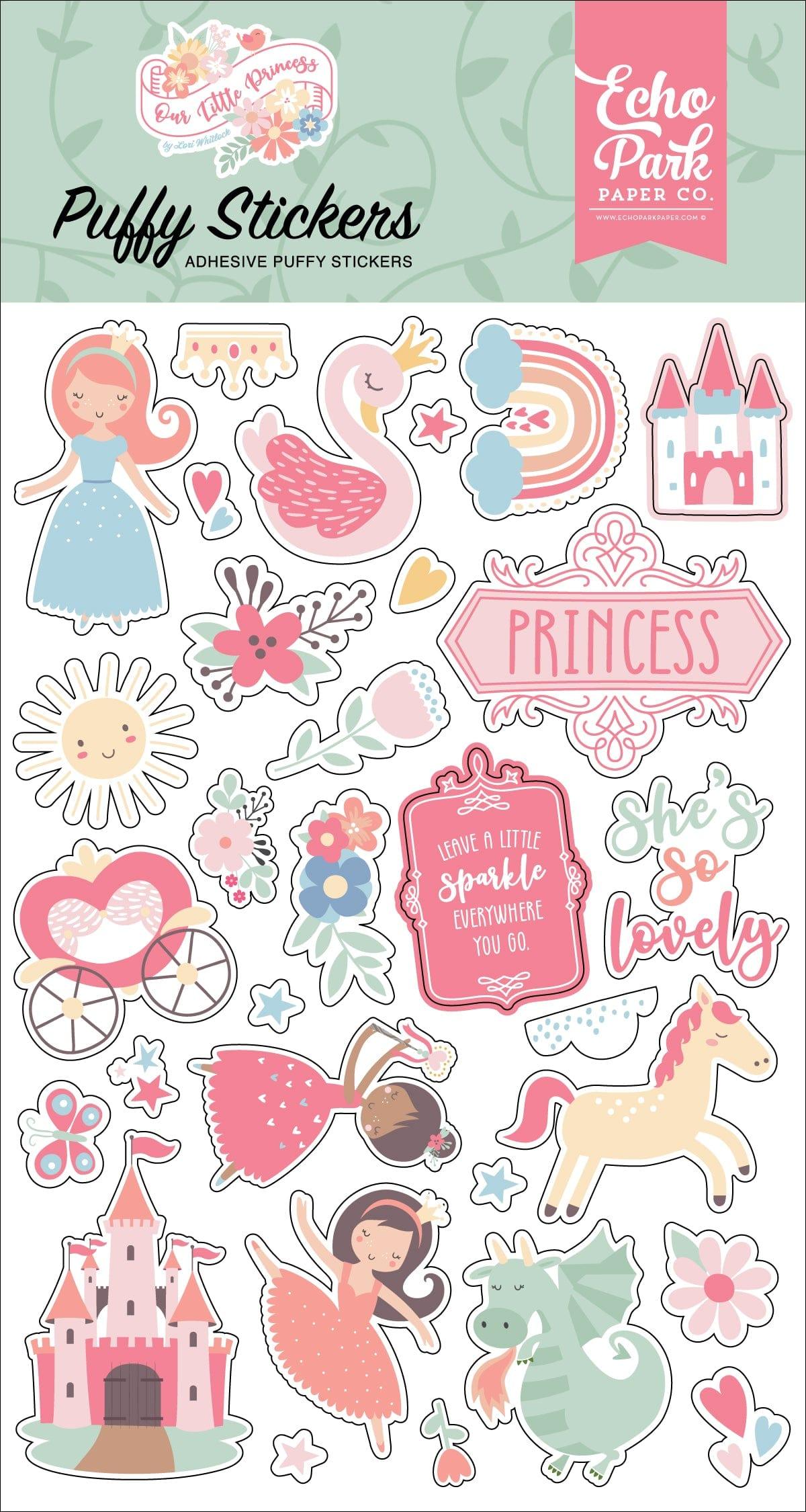 Our Little Princess Collection 4 x 7 Puffy Stickers Scrapbook Embellishments by Echo Park Paper - Scrapbook Supply Companies