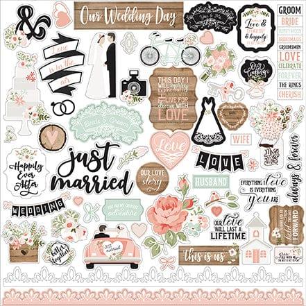 Our Wedding Collection Elements 12 x 12 Scrapbook Sticker Sheet by Echo Park Paper - Scrapbook Supply Companies