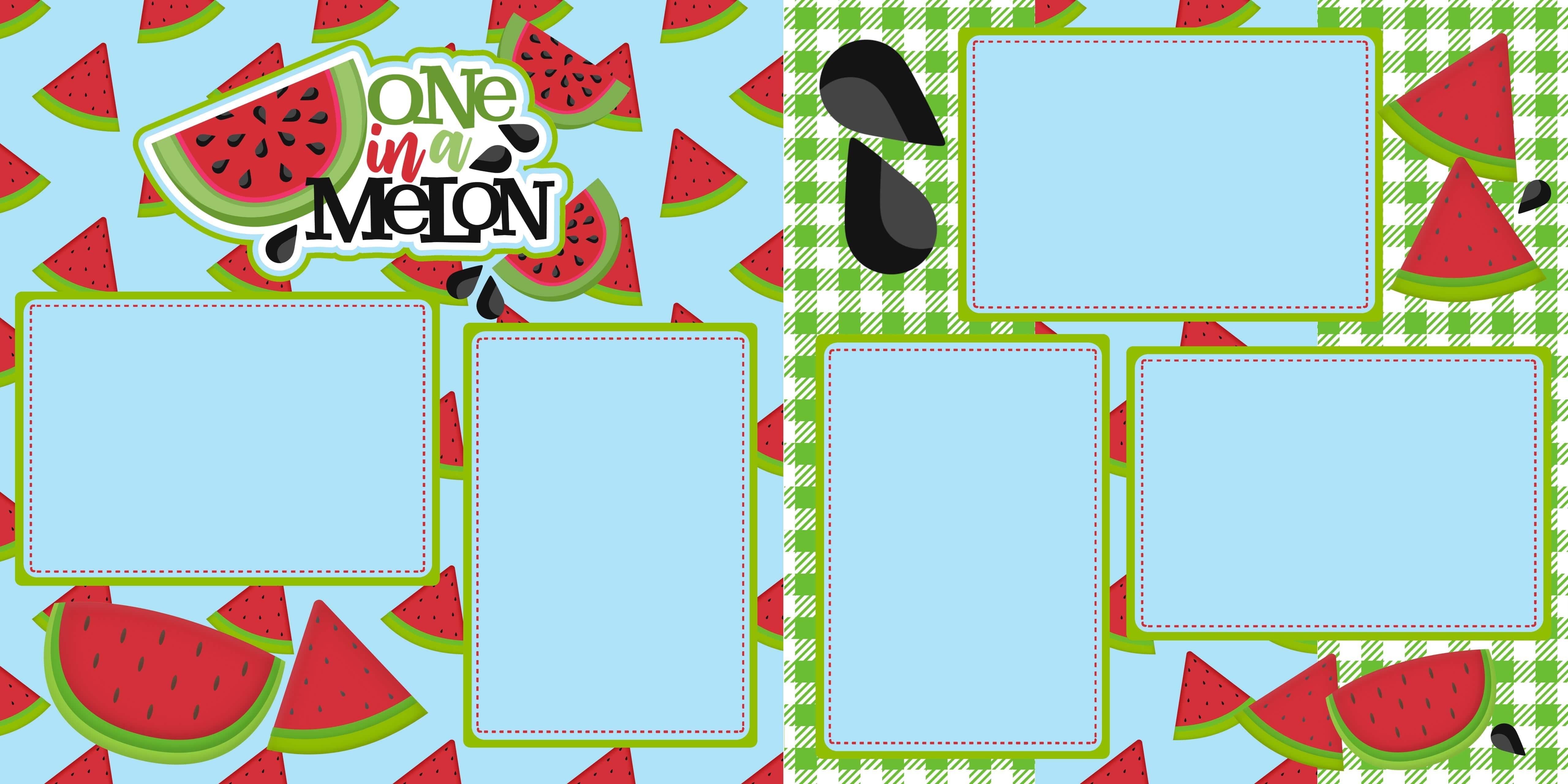 One In A Melon Punny (2) - 12 x 12 Premade, Printed Scrapbook Pages by SSC Designs