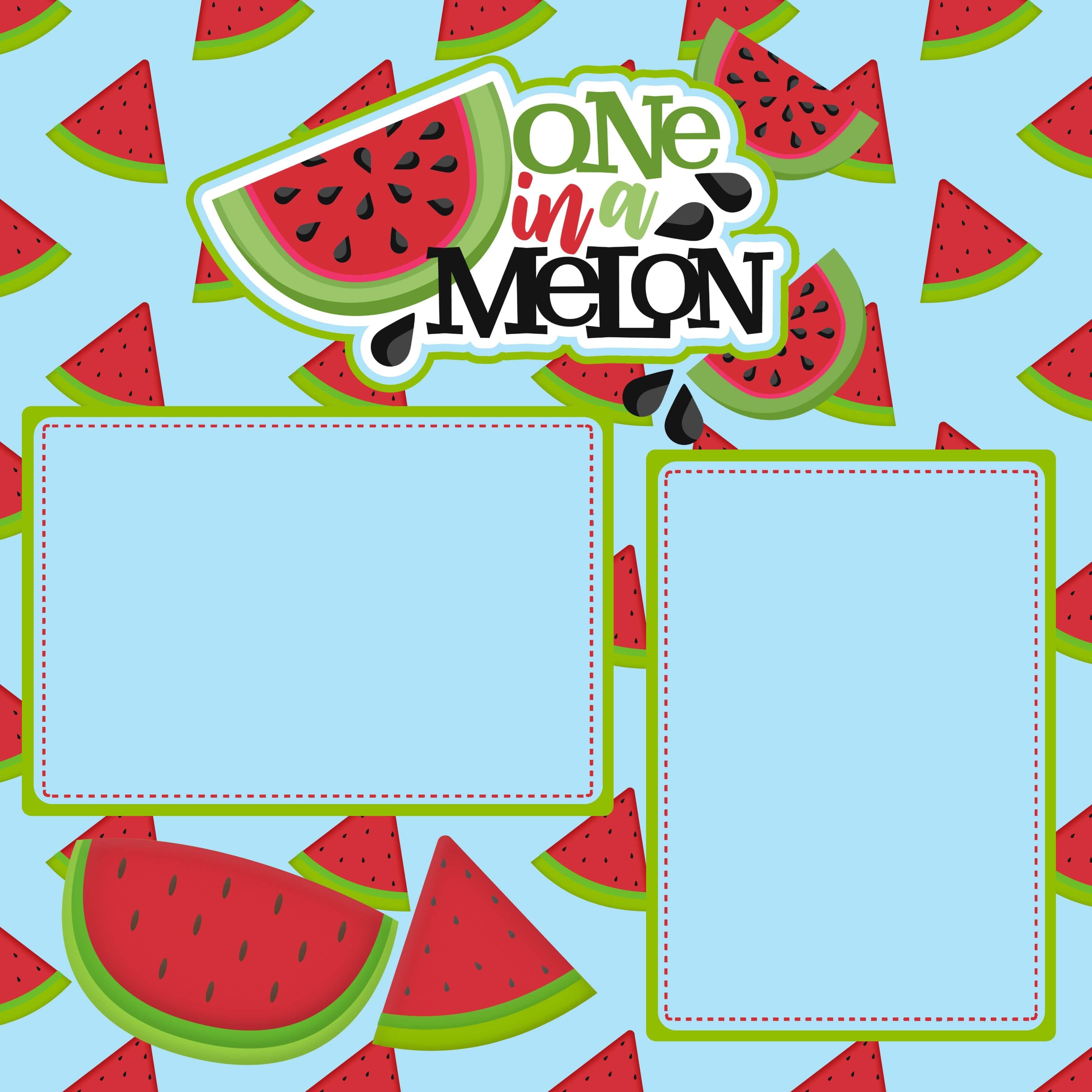 One In A Melon Punny (2) - 12 x 12 Premade, Printed Scrapbook Pages by SSC Designs - Scrapbook Supply Companies