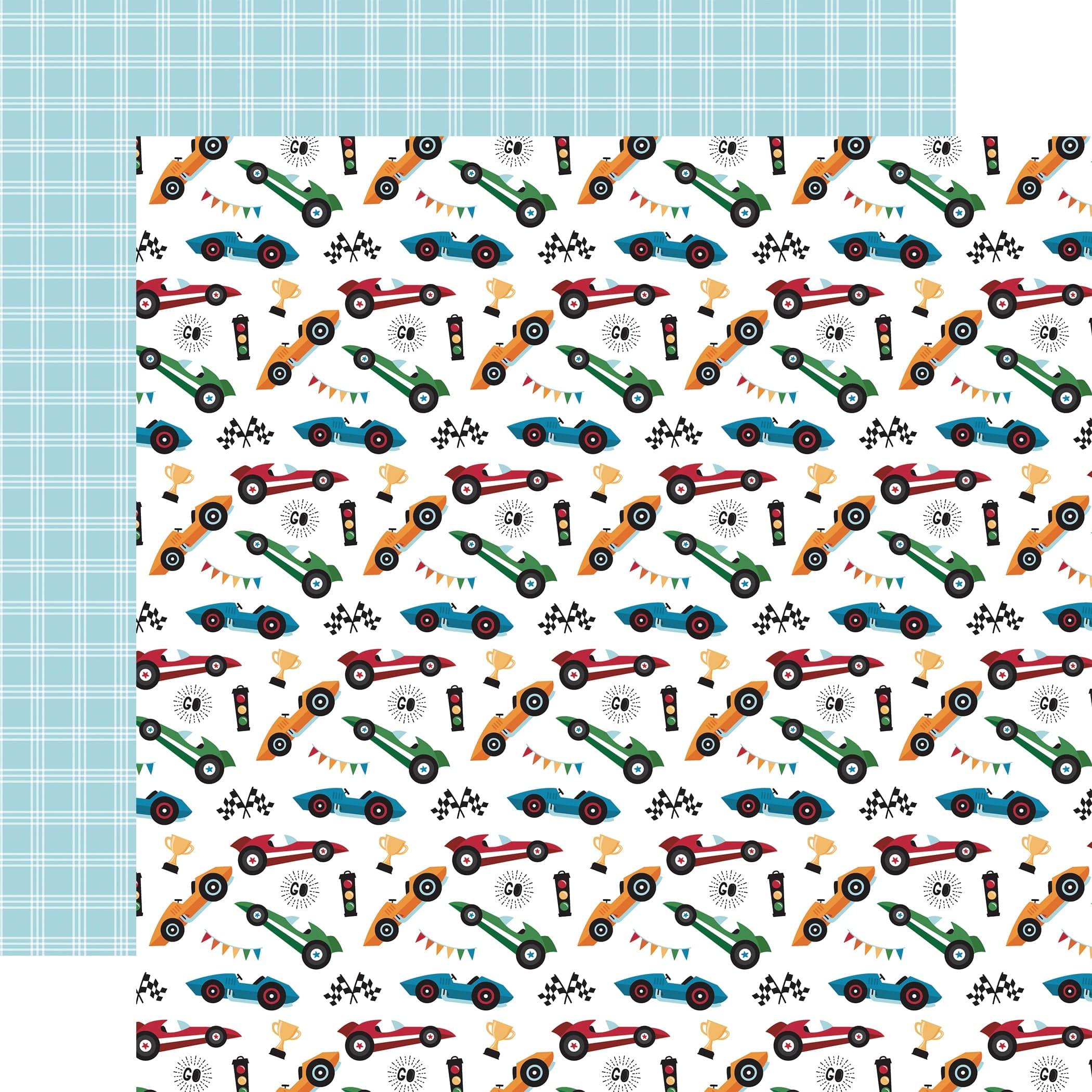 Play All Day Boy Collection Start Your Engines 12 x 12 Double-Sided Scrapbook Paper by Echo Park Paper