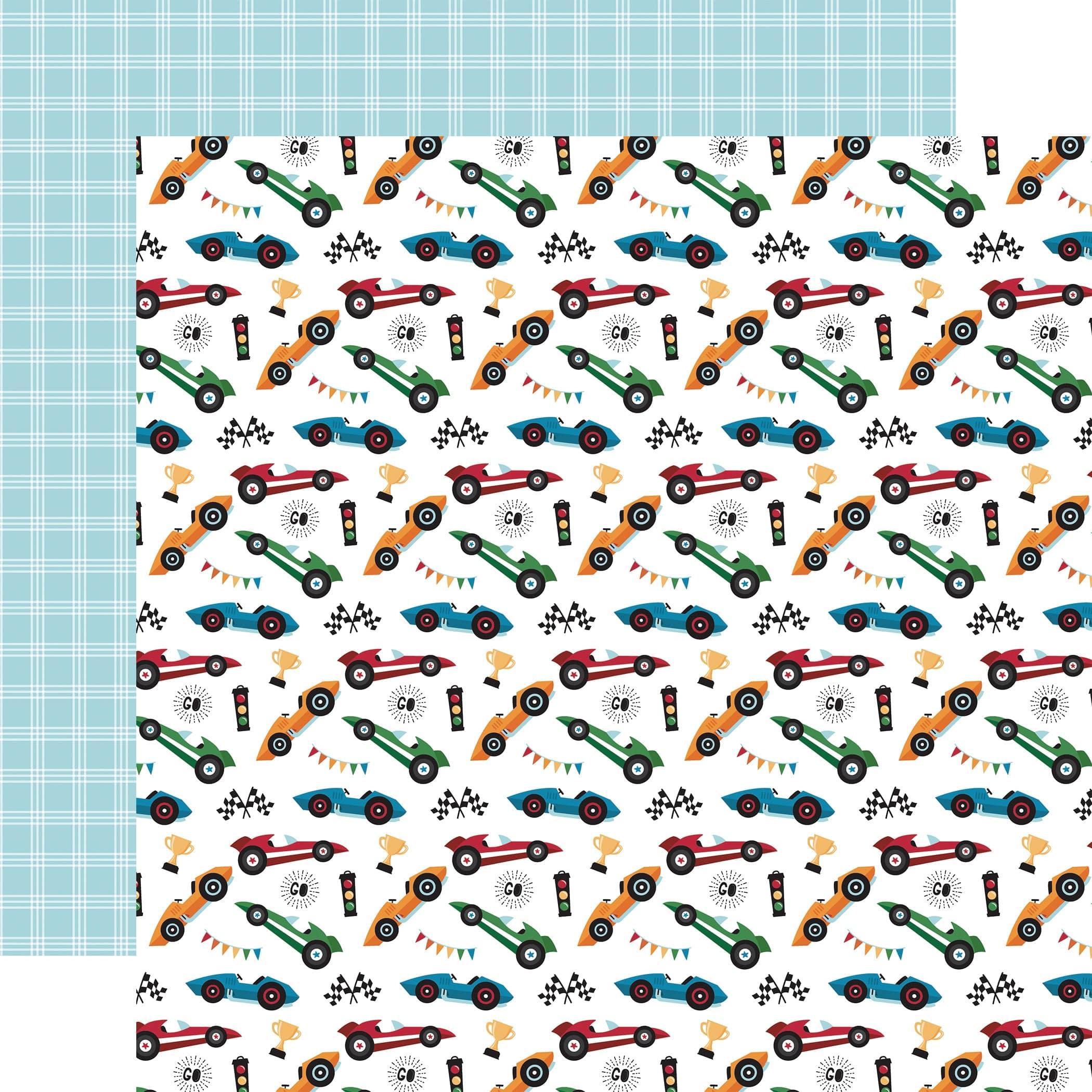 Play All Day Boy Collection Start Your Engines 12 x 12 Double-Sided Scrapbook Paper by Echo Park Paper - Scrapbook Supply Companies
