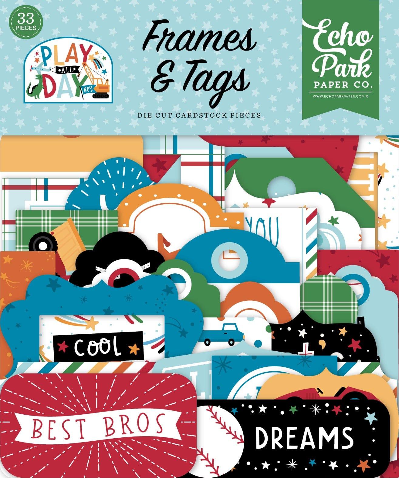 Play All Day Boy Collection 5 x 5 Scrapbook Tags & Frames Die Cuts by Echo Park Paper - Scrapbook Supply Companies