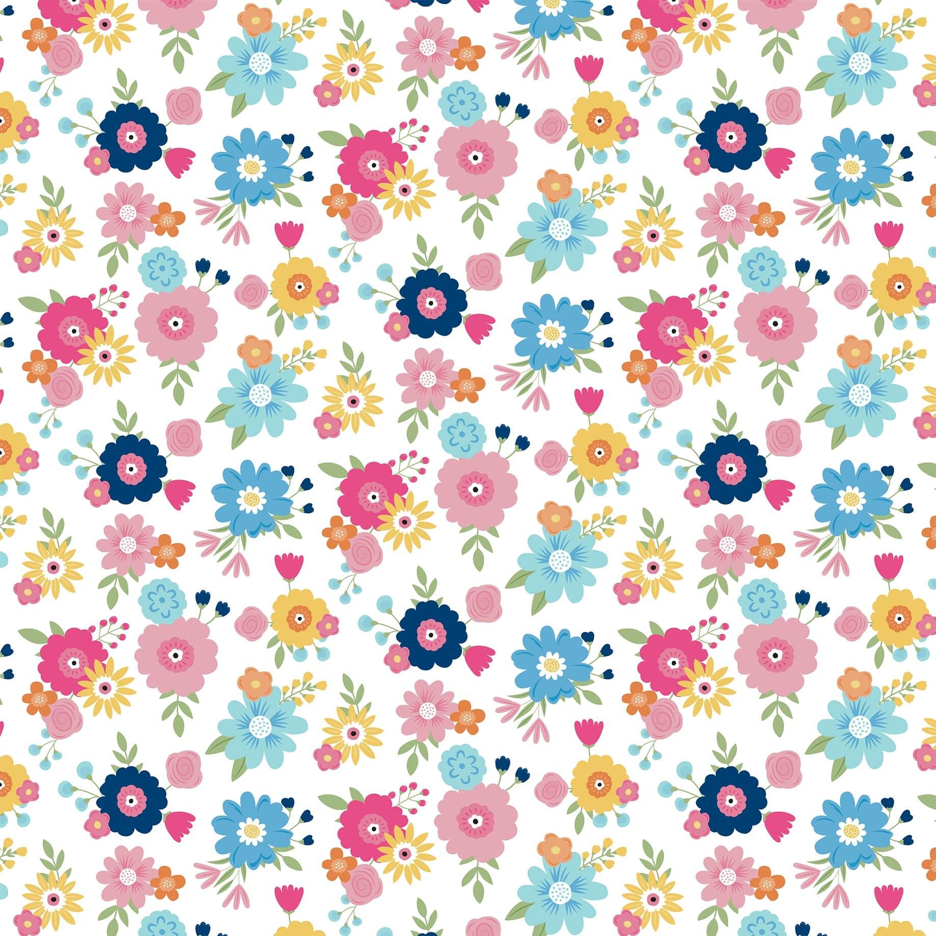 Play All Day Girl Collection Best Friend Floral 12 x 12 Double-Sided Scrapbook Paper by Echo Park Paper - Scrapbook Supply Companies