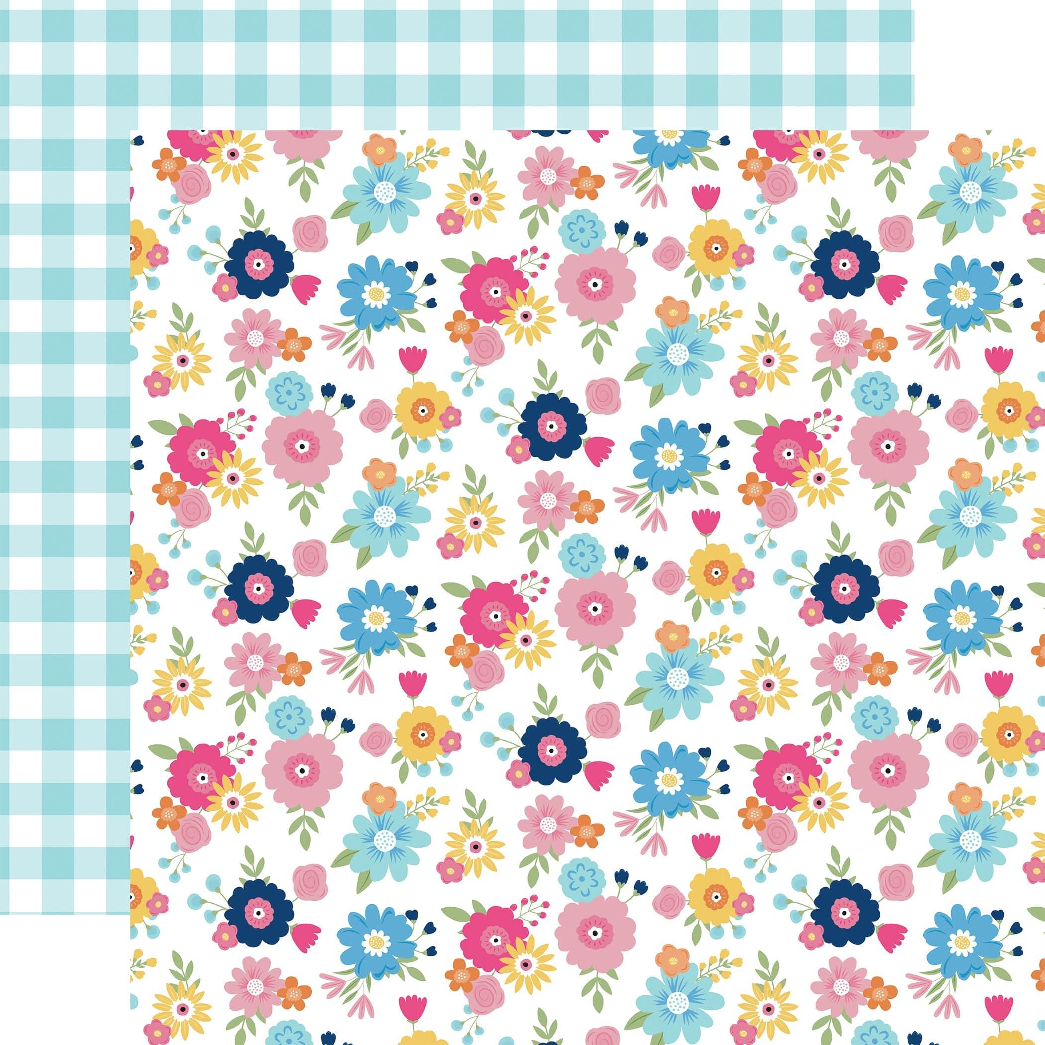 Play All Day Girl Collection Best Friend Floral 12 x 12 Double-Sided Scrapbook Paper by Echo Park Paper - Scrapbook Supply Companies