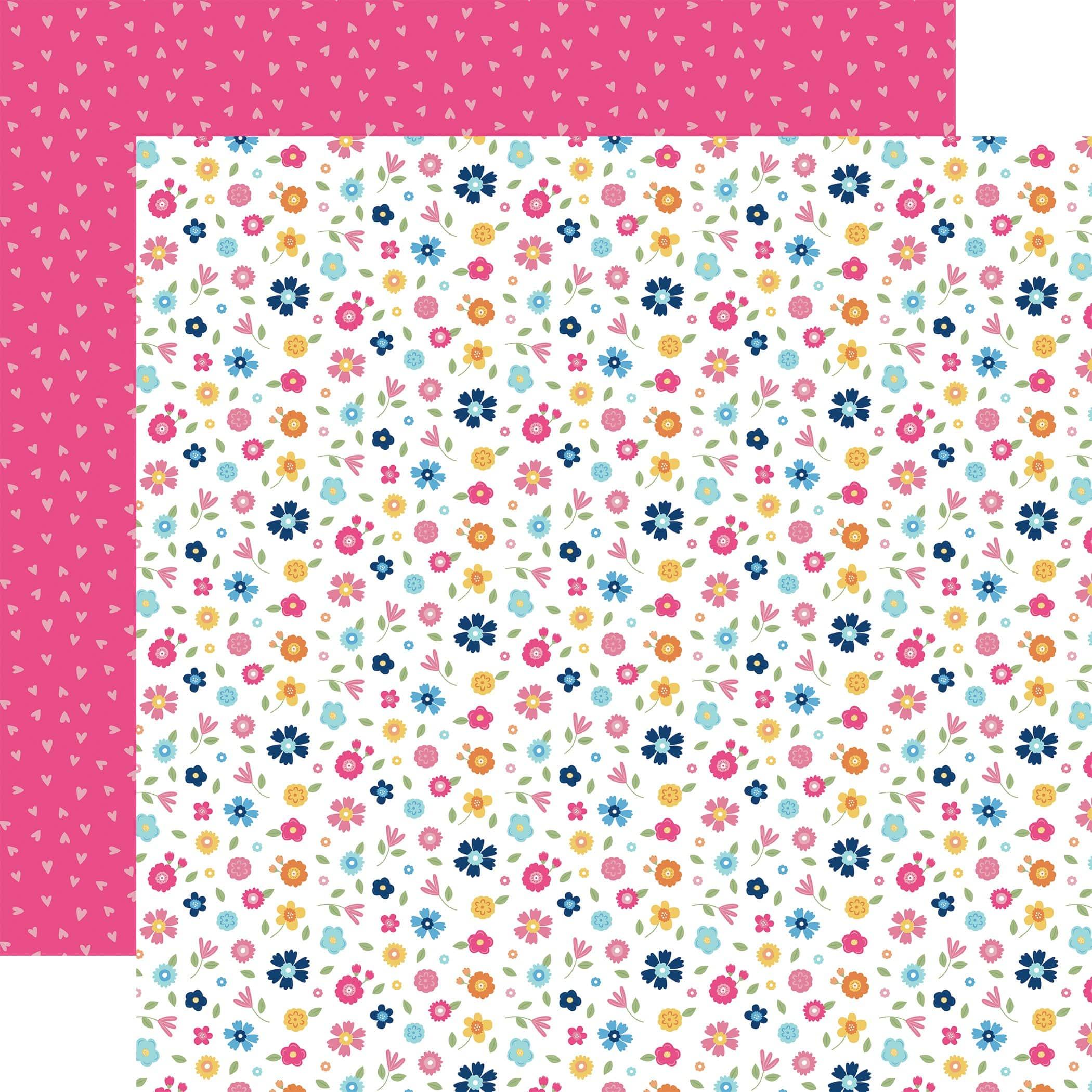 Play All Day Girl Collection Mixed Floral 12 x 12 Double-Sided Scrapbook Paper by Echo Park Paper - Scrapbook Supply Companies