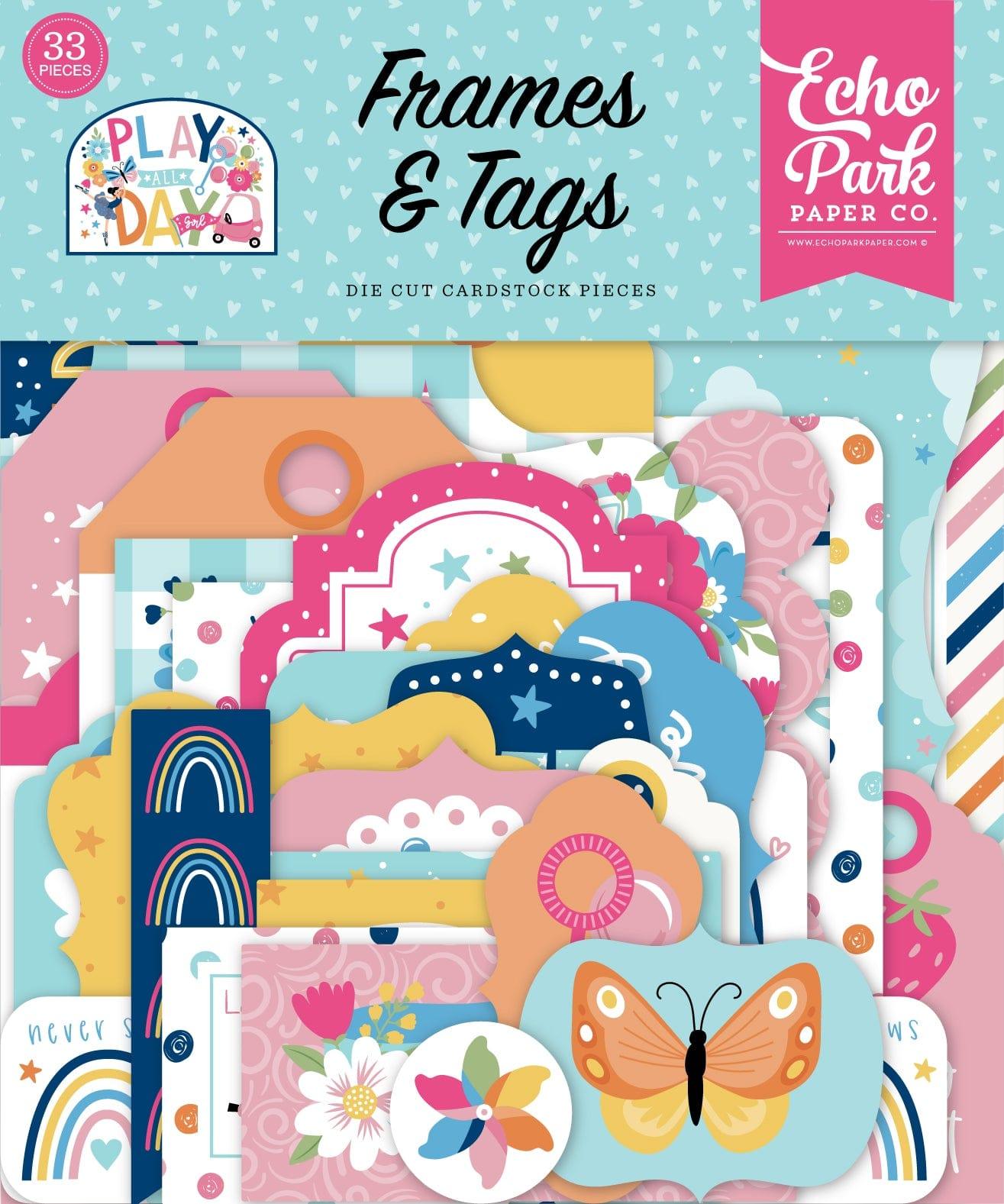 Play All Day Girl Collection 5 x 5 Scrapbook Tags & Frames Die Cuts by Echo Park Paper - Scrapbook Supply Companies
