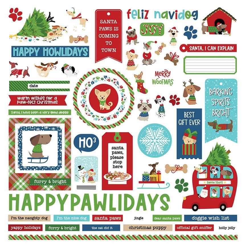 Santa Paws Dog Collection 12 x 12 Cardstock Scrapbook Sticker Sheet by Photo Play Paper