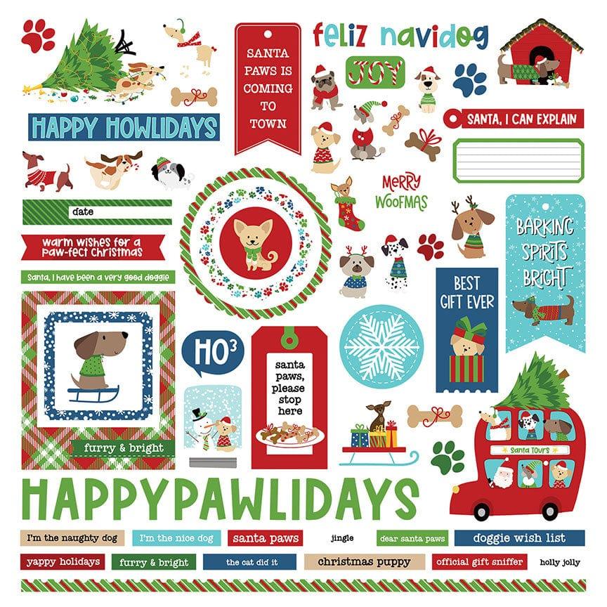 Santa Paws Dog Collection 12 x 12 Cardstock Scrapbook Sticker Sheet by Photo Play Paper - Scrapbook Supply Companies