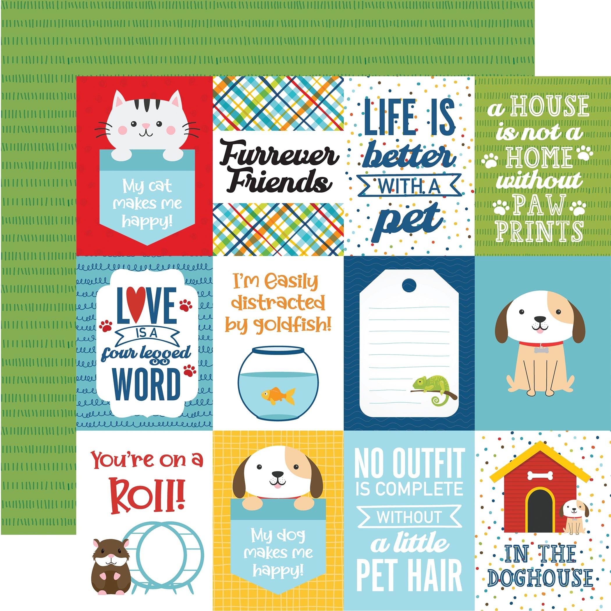 Pets Collection 3x4 Journaling Cards 12 x 12 Double-Sided Scrapbook Paper by Echo Park Paper