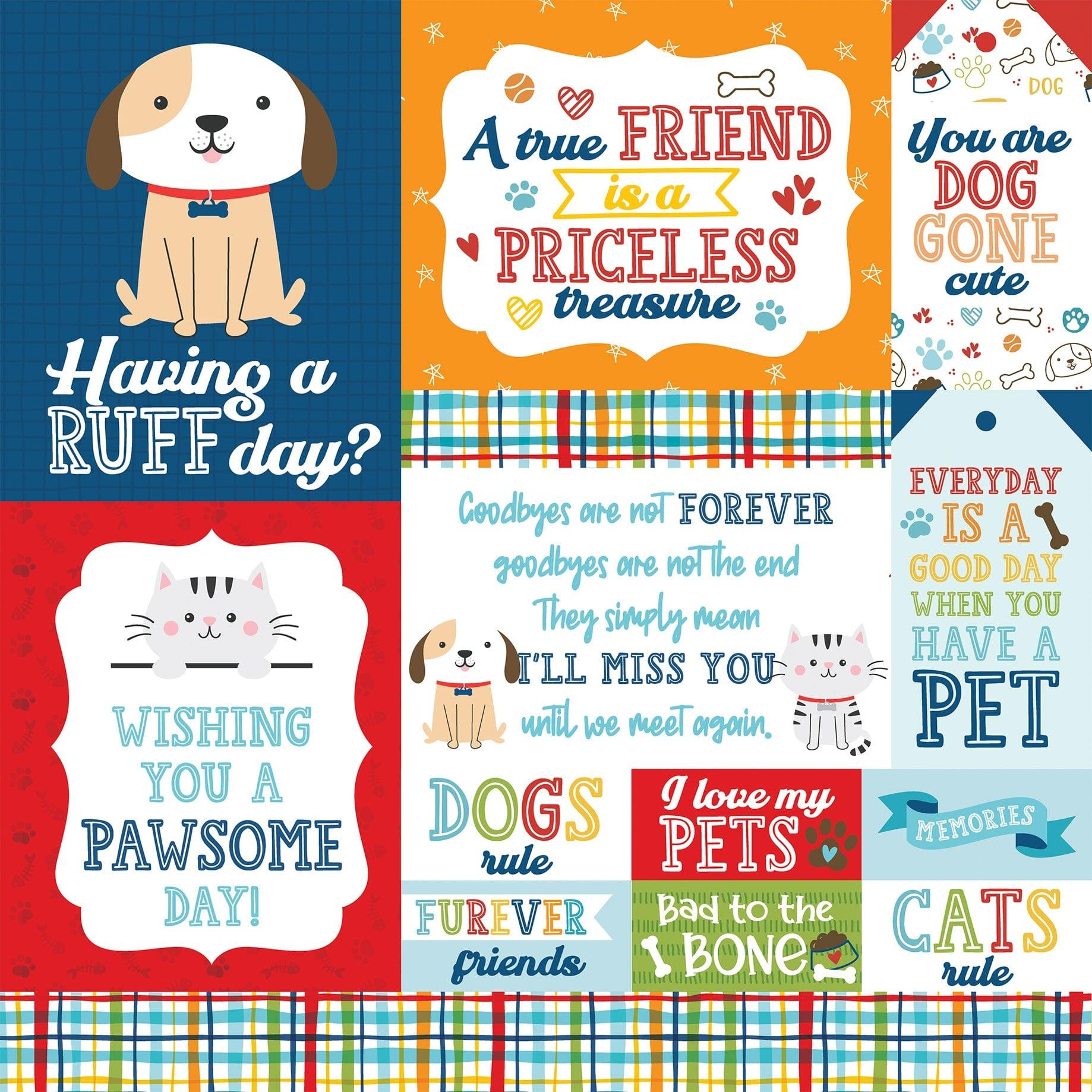 Pets Collection Multi Journaling Cards 12 x 12 Double-Sided Scrapbook Paper by Echo Park Paper - Scrapbook Supply Companies