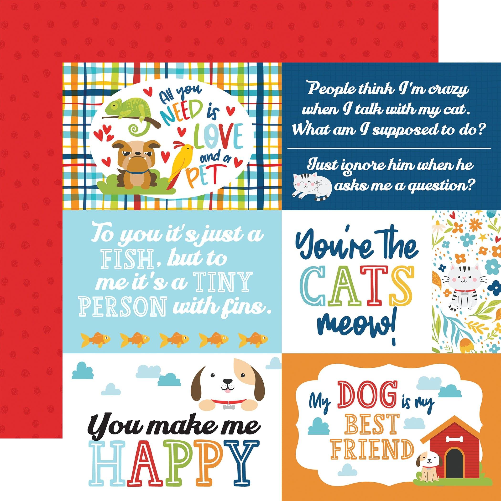 Pets Collection 6x4 Journaling Cards 12 x 12 Double-Sided Scrapbook Paper by Echo Park Paper