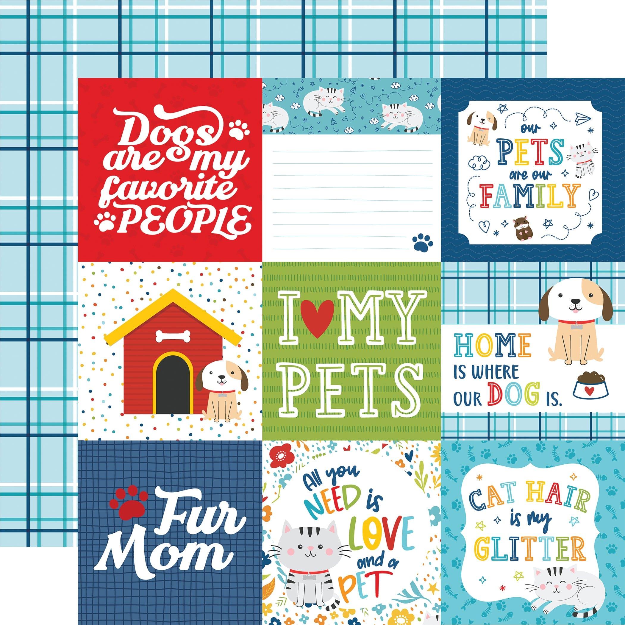 Pets Collection 4x4 Journaling Cards 12 x 12 Double-Sided Scrapbook Paper by Echo Park Paper