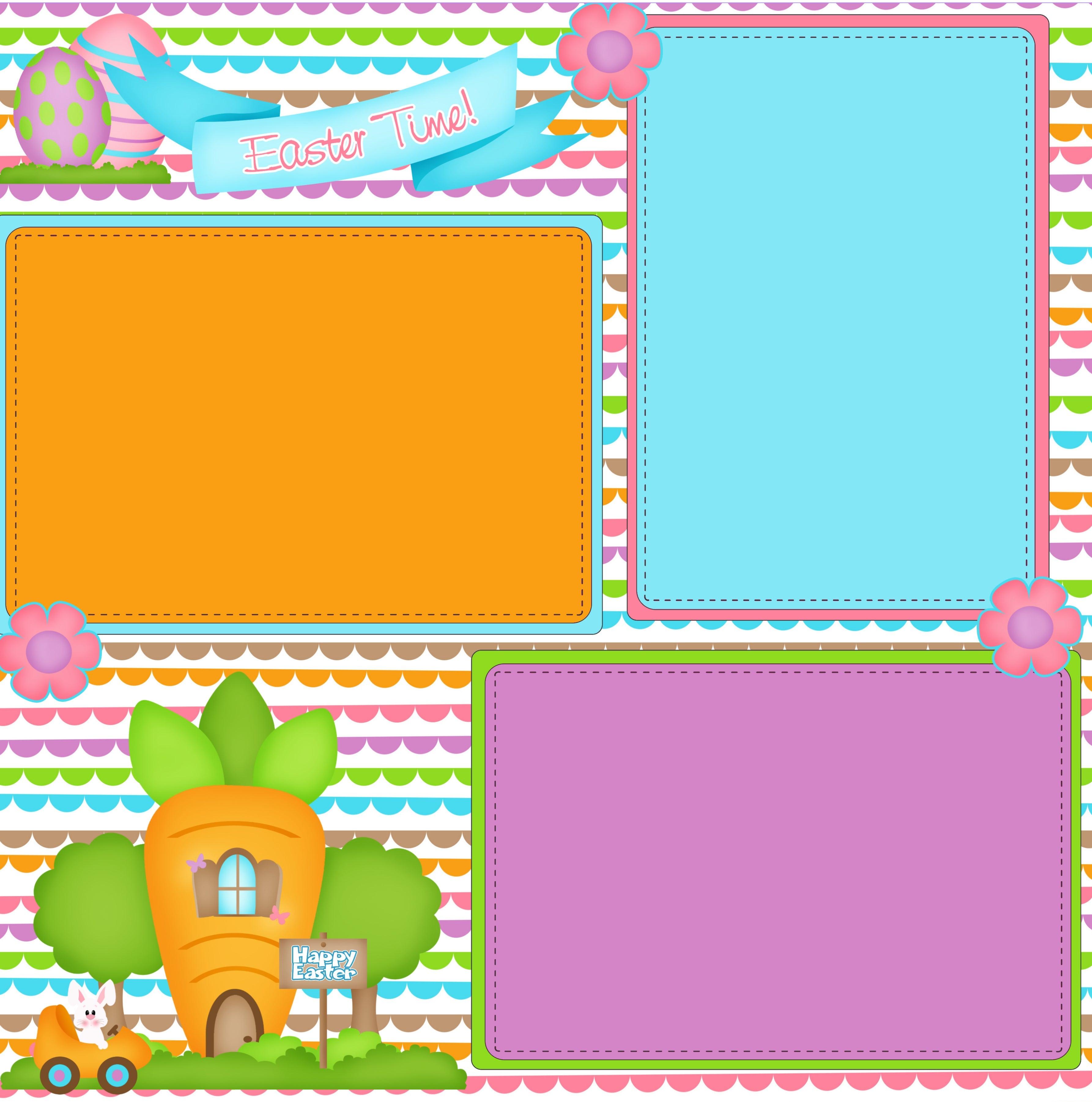 Easter Time Collection Happy Easter (2) - 12 x 12 Premade, Printed Scrapbook Pages by SSC Designs - Scrapbook Supply Companies