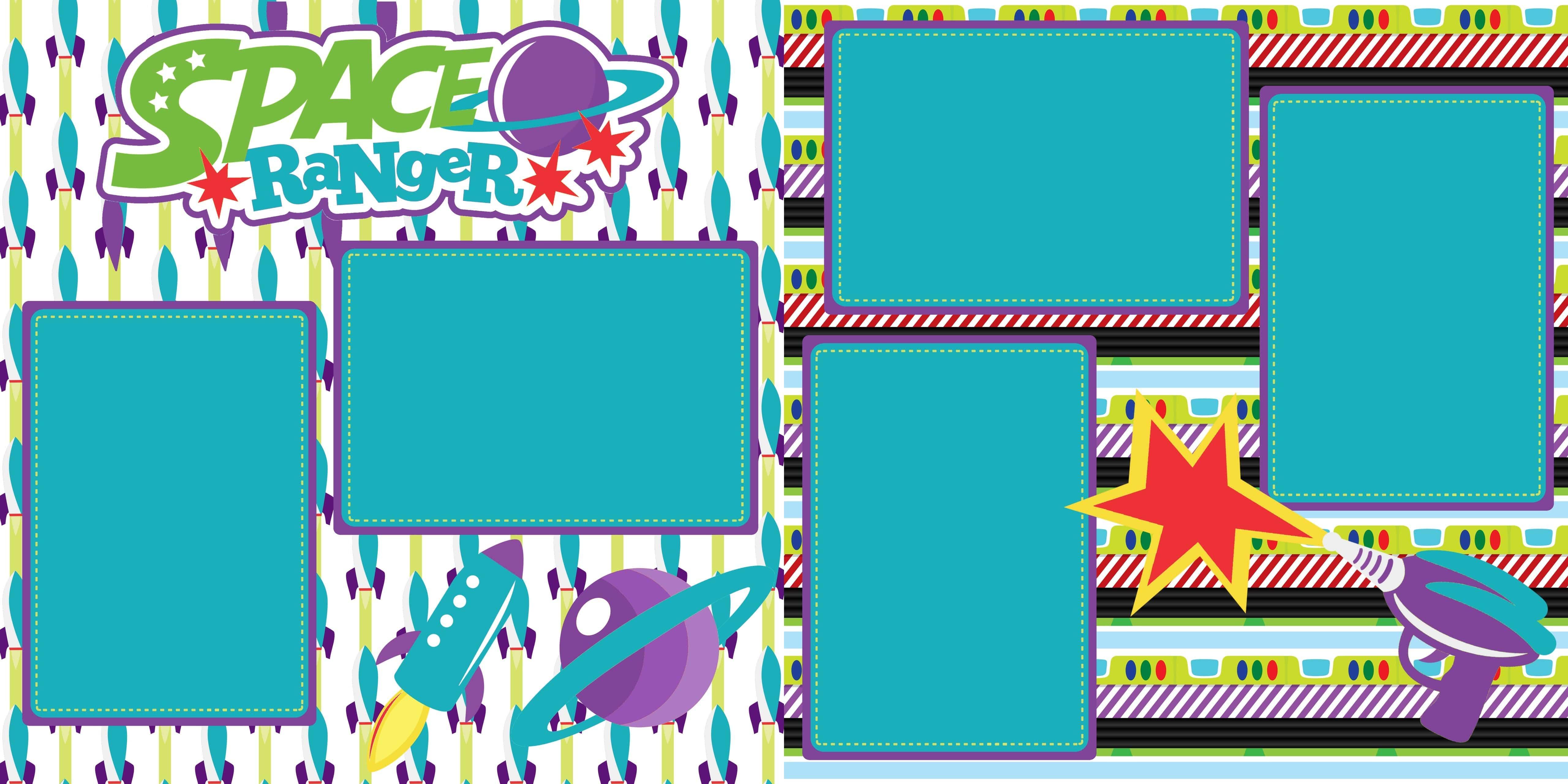 Toy Box Collection Space Ranger (2) - 12 x 12 Premade, Printed Scrapbook Pages by SSC Designs