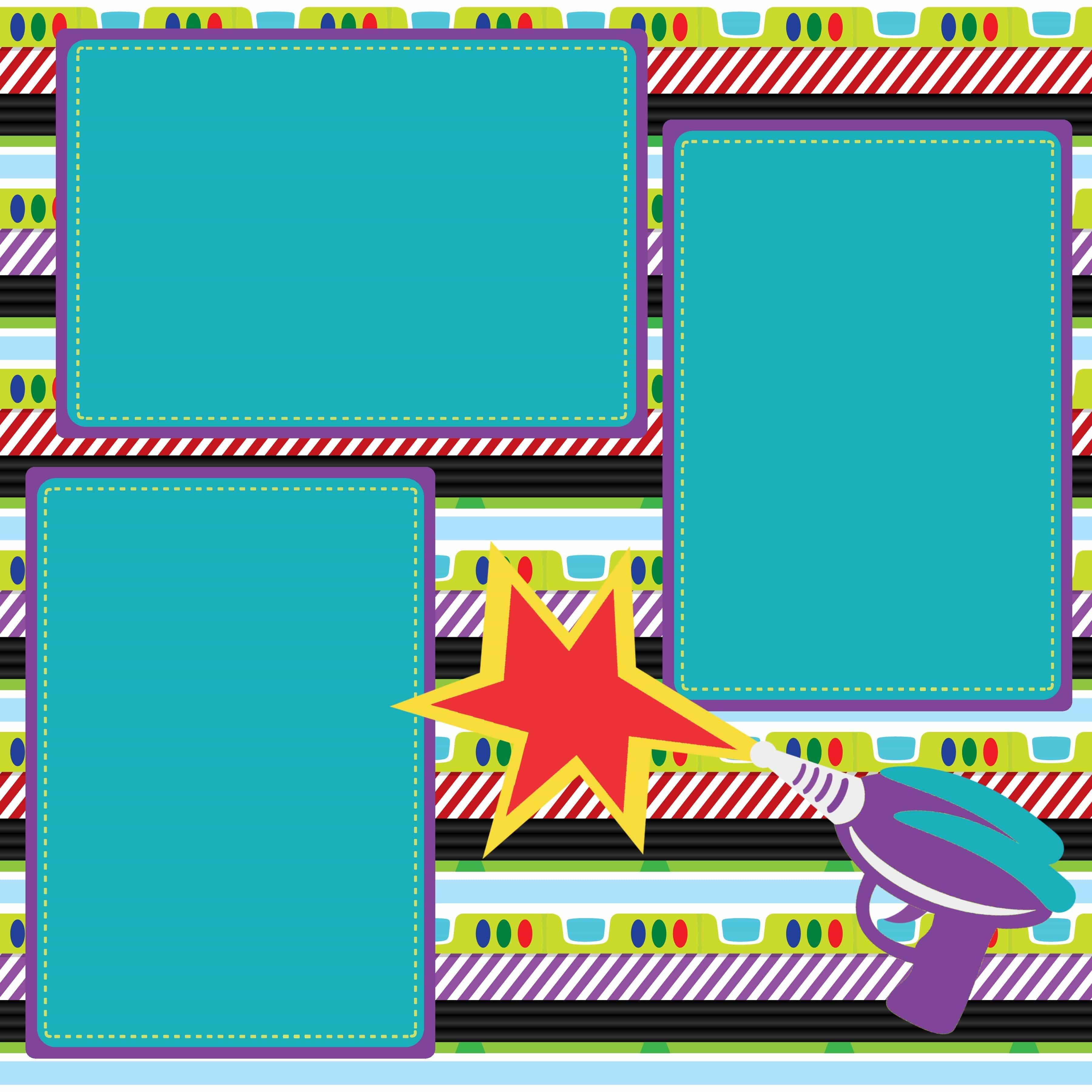 Toy Box Collection Space Ranger (2) - 12 x 12 Premade, Printed Scrapbook Pages by SSC Designs - Scrapbook Supply Companies