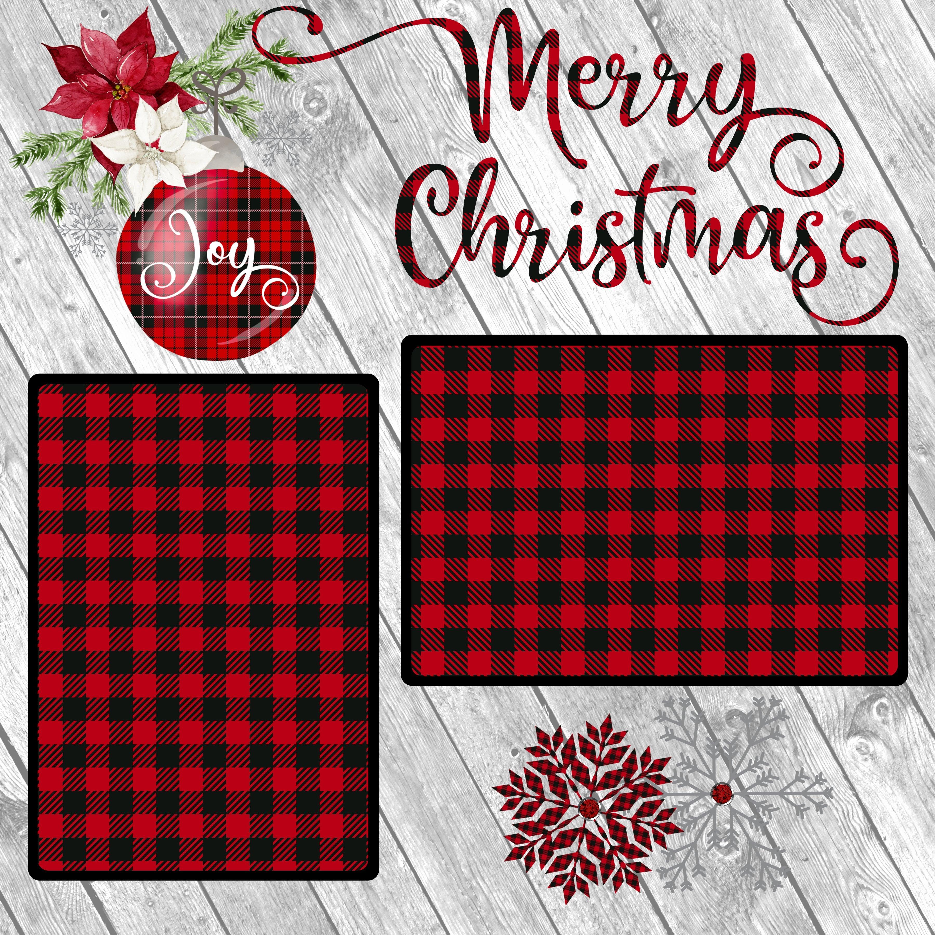 Buffalo Plaid Christmas (2) - 12 x 12 Premade, Printed Scrapbook Pages by SSC Designs - Scrapbook Supply Companies