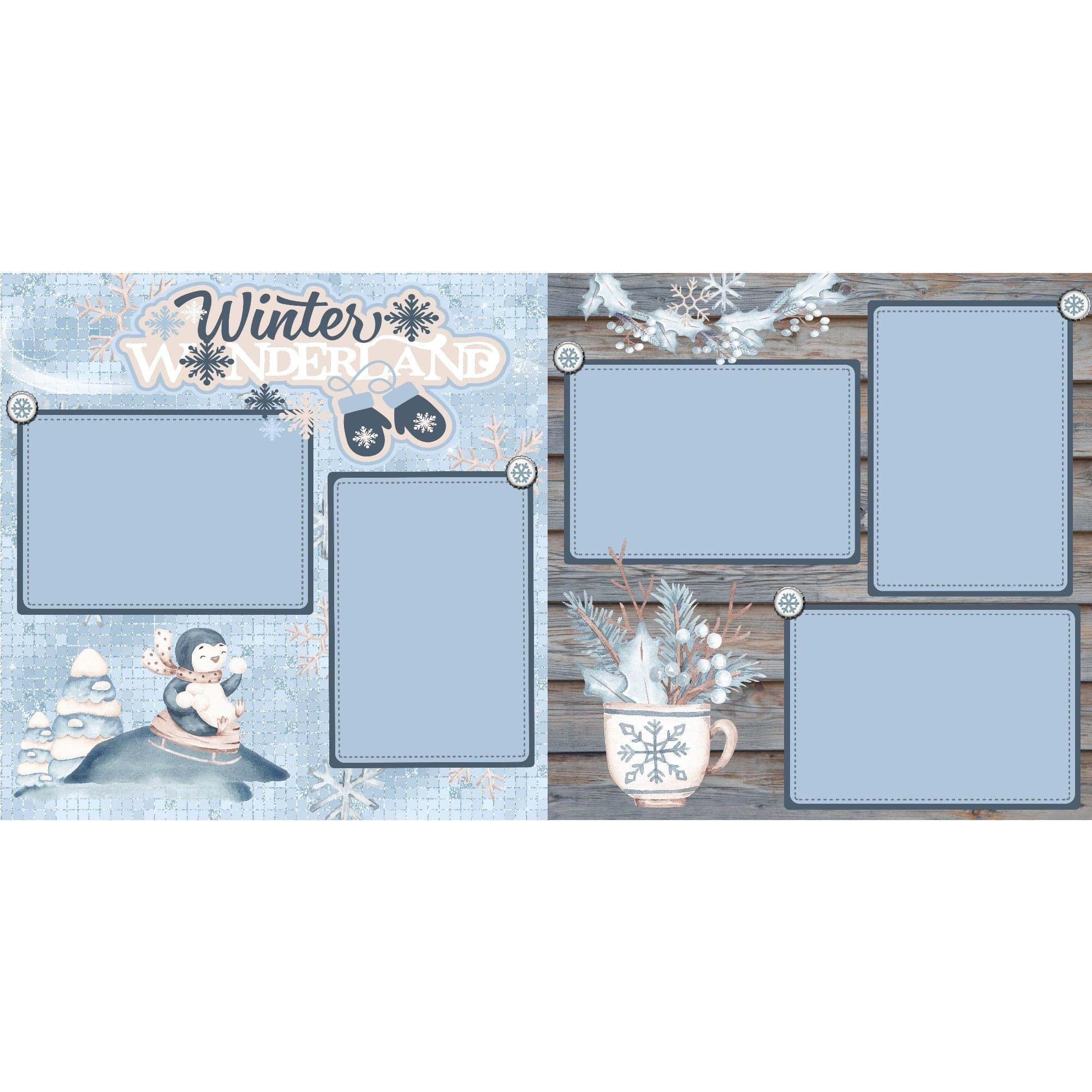 Winter Wonderland Playful Penguins (2) - 12 x 12 Premade, Printed Scrapbook Pages by SSC Designs