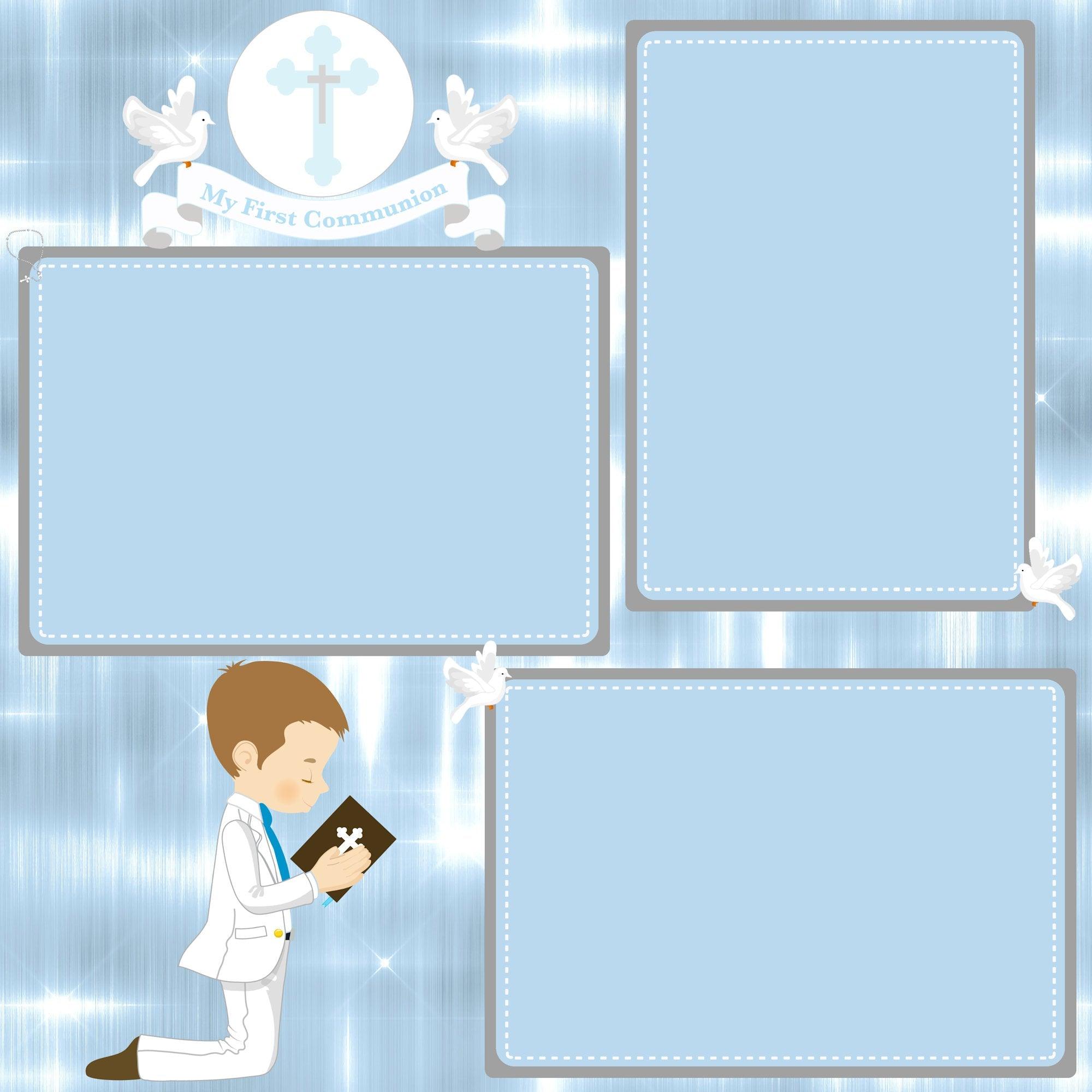 First Communion Boy (2) - 12 x 12 Premade, Printed Scrapbook Pages by SSC Designs - Scrapbook Supply Companies