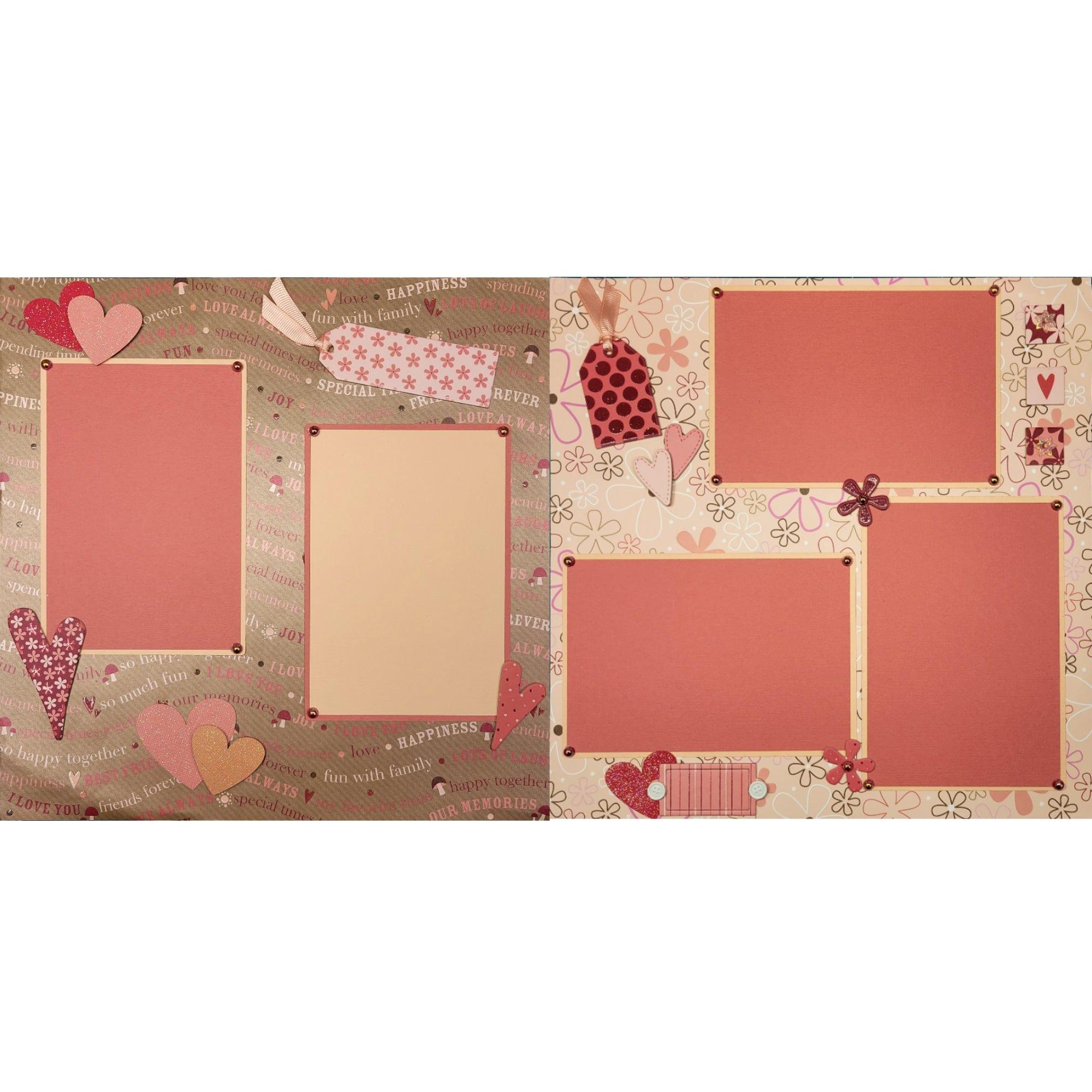 So Happy Together Pre-made Embellished with Shimmer & Embossed Paper 2 - 12 x 12 Scrapbook Premade Pages by SSC Designs