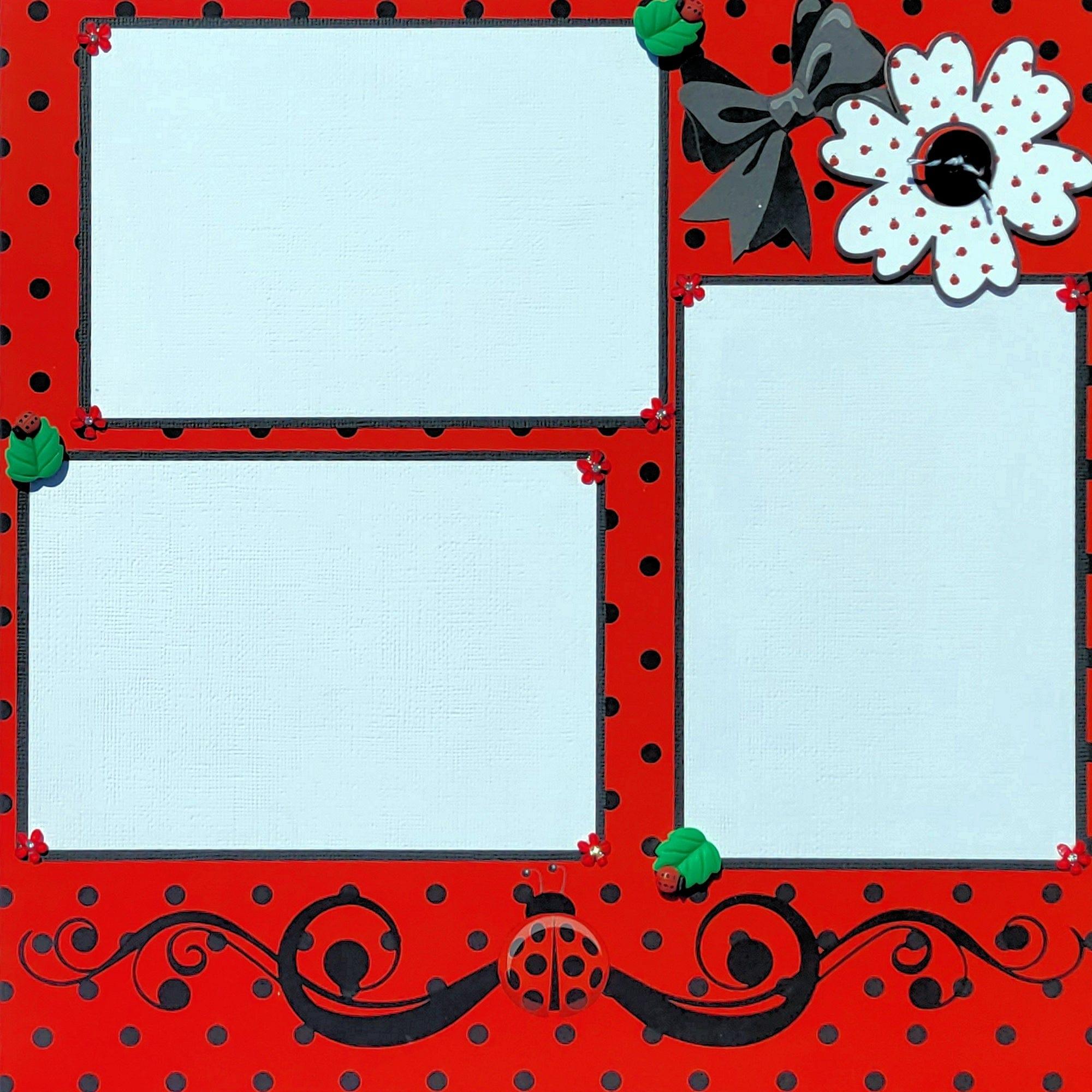 Ladybug Love Collection Little Lady (2) - 12 x 12 Pages, Fully-Assembled & Hand-Embellished 3D Scrapbook Premade by SSC Design