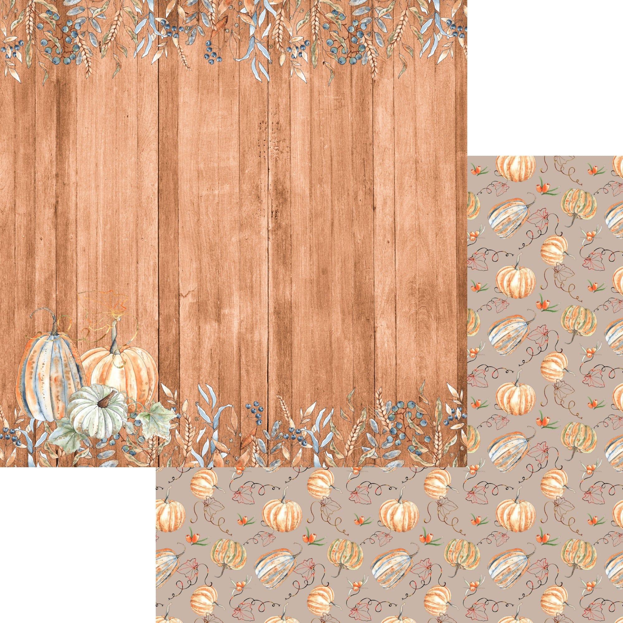 Pumpkin Patch Collection Pretty Pumpkins 12 x 12 Double-Sided Scrapbook Paper by SSC Designs