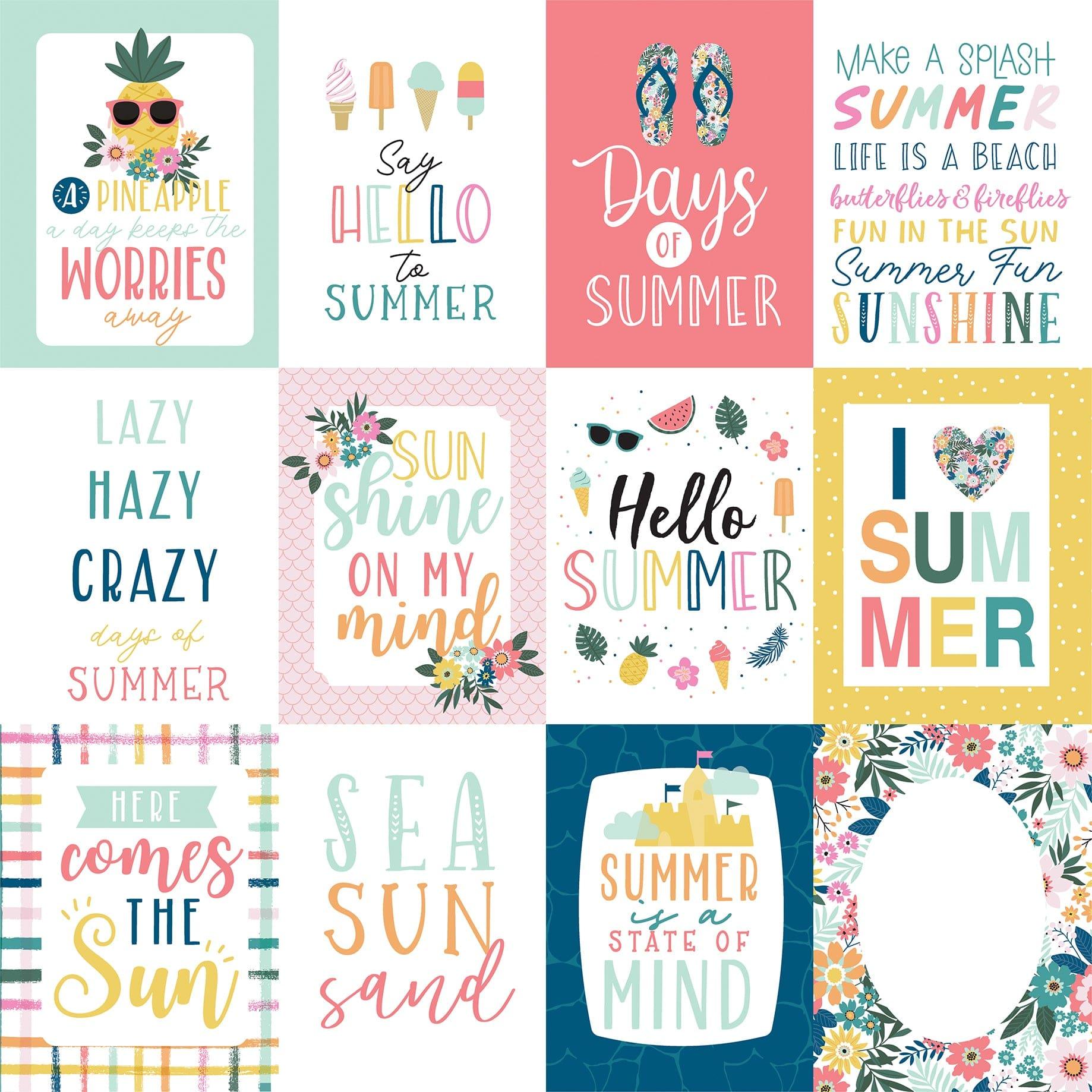 Pool Party Collection 3 x 4 Journaling Cards 12 x 12 Double-Sided Scrapbook Paper by Echo Park Paper - Scrapbook Supply Companies