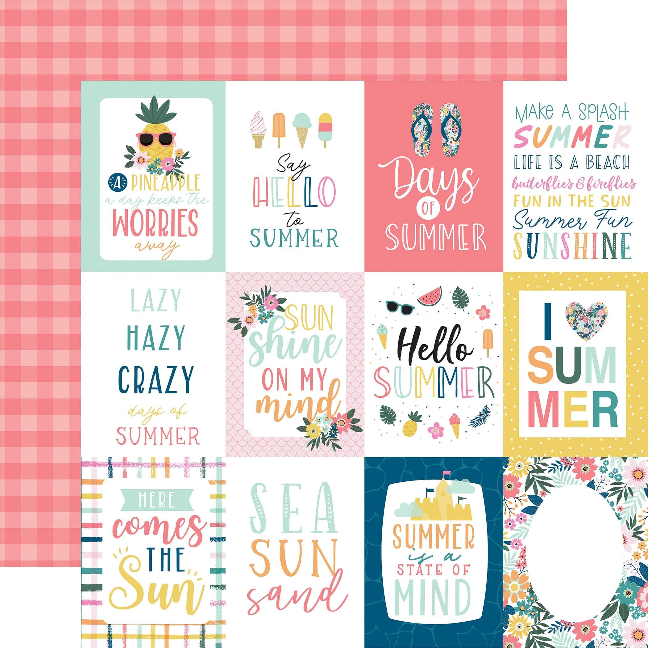 Pool Party Collection 3x4 Journaling Cards 12 x 12 Double-Sided Scrapbook Paper by Echo Park Paper