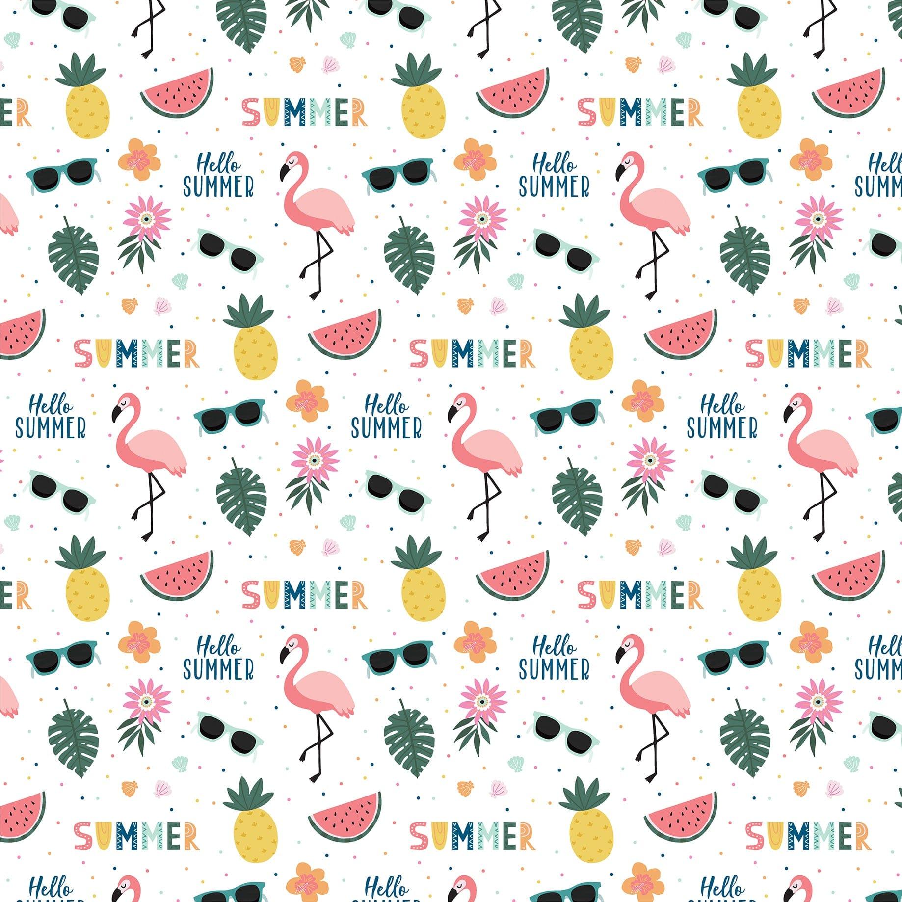 Pool Party Collection Hello Summer 12 x 12 Double-Sided Scrapbook Paper by Echo Park Paper - Scrapbook Supply Companies