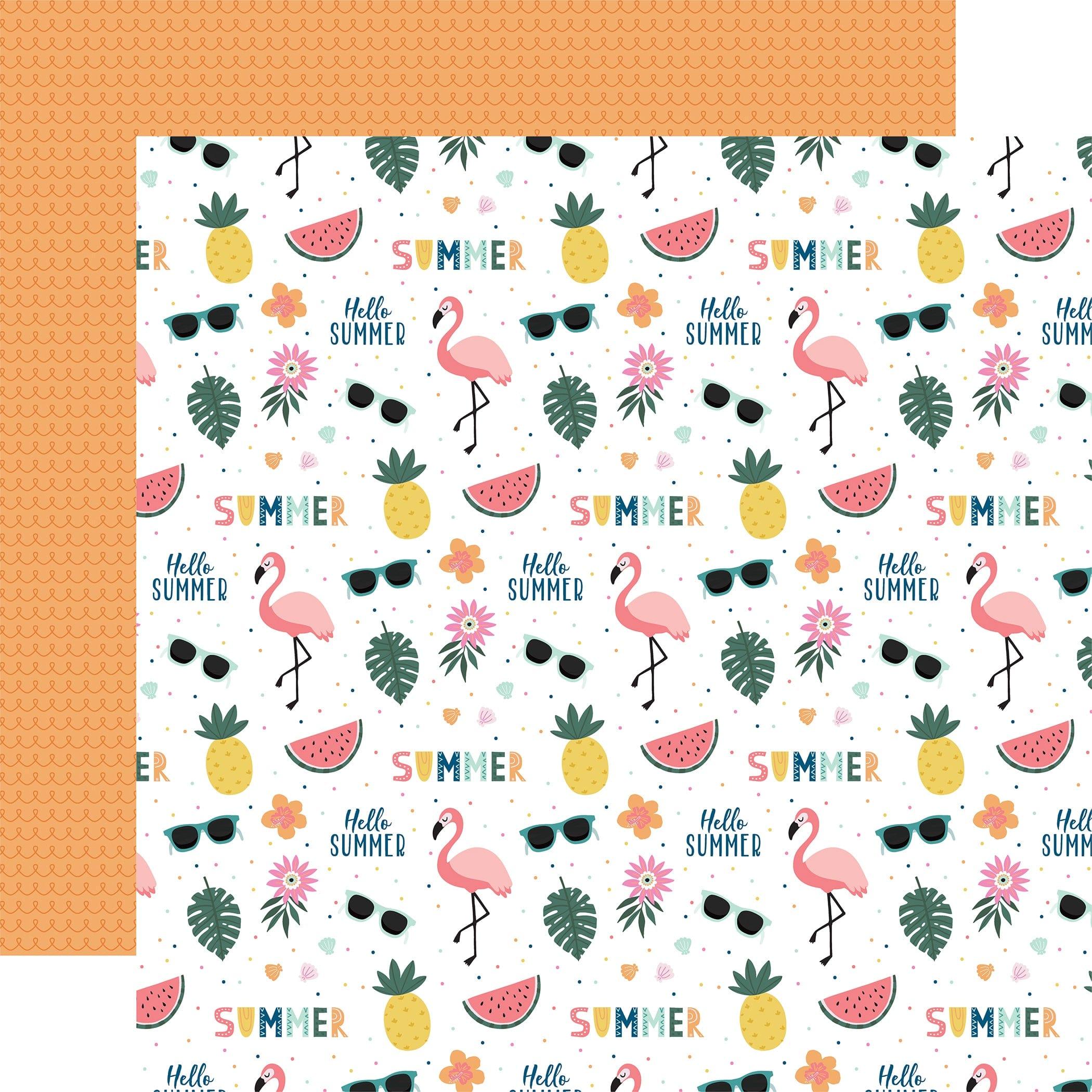 Pool Party Collection Hello Summer 12 x 12 Double-Sided Scrapbook Paper by Echo Park Paper - Scrapbook Supply Companies