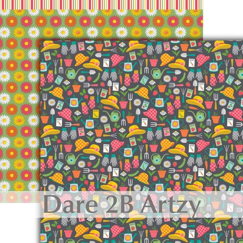 Home Grown Collection Garden Party 12 x 12 Double-Sided Scrapbook Paper by Dare2BArtzy - Scrapbook Supply Companies
