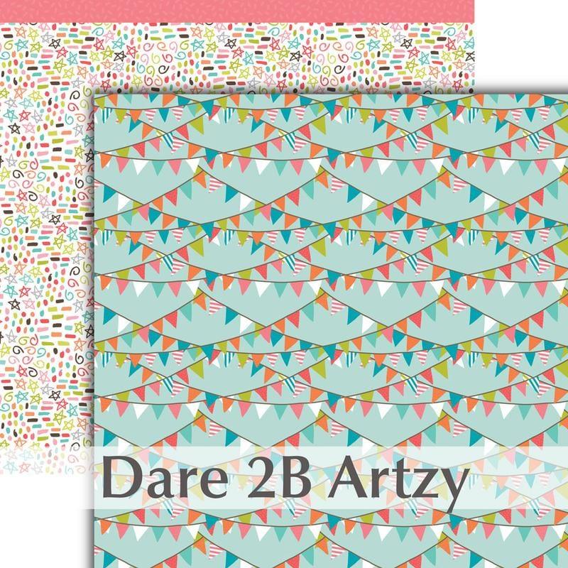 Ice Cream Social Collection Banner Day 12 x 12 Double-Sided Scrapbook Paper by Dare2BArtzy