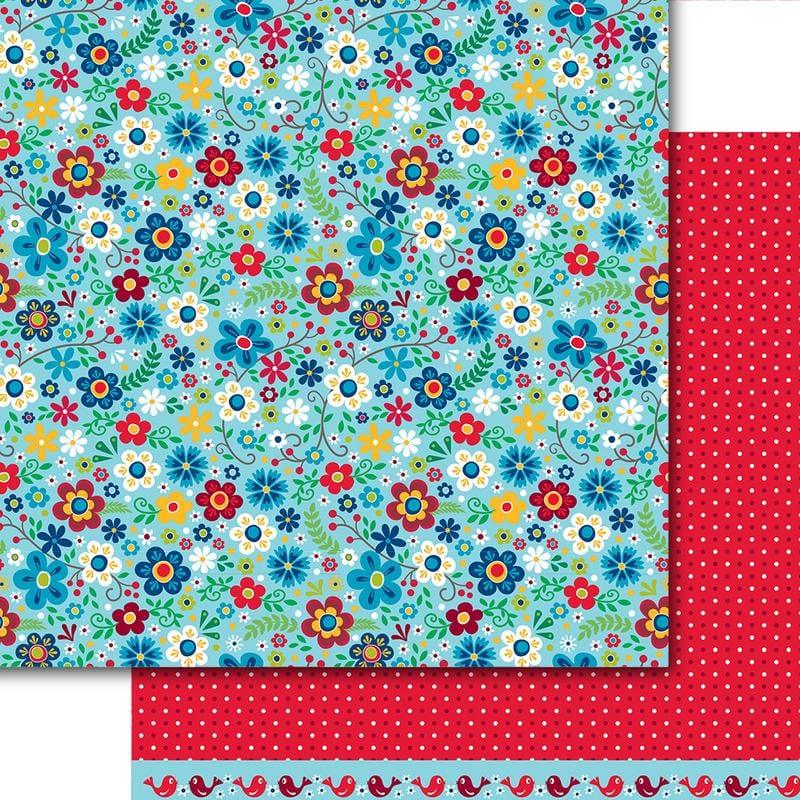 Merry & Bright Collection Bright Blooms 12 x 12 Double-Sided Scrapbook Paper by Dare2BArtzy - Scrapbook Supply Companies