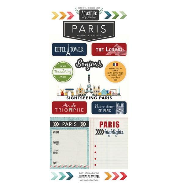 Travel Adventure Collection Paris, France Adventure 6 x 12 Scrapbook Sticker Sheet by Scrapbook Customs - Scrapbook Supply Companies