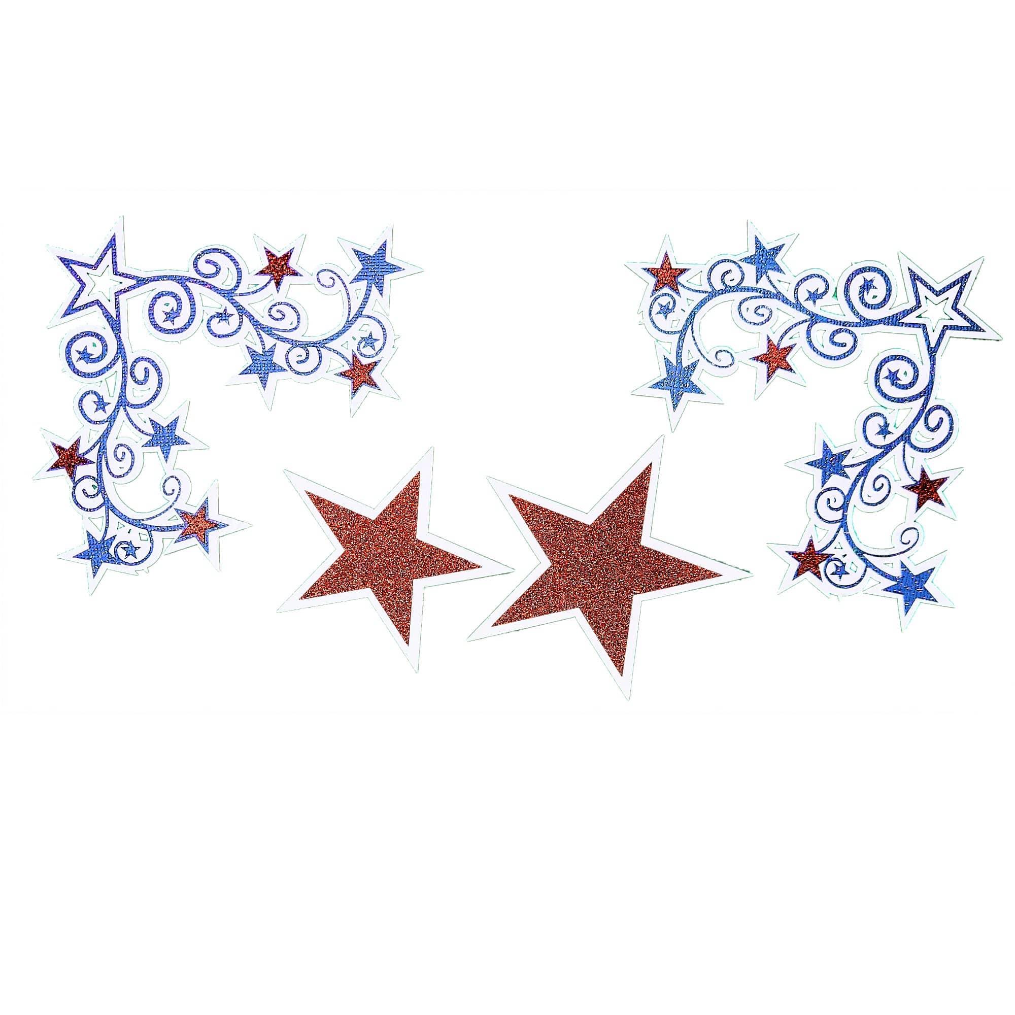 Star Spangled Collection Glitter Corners w/2 Stars Laser Die Cut Scrapbook Embellishment Set by SSC Designs