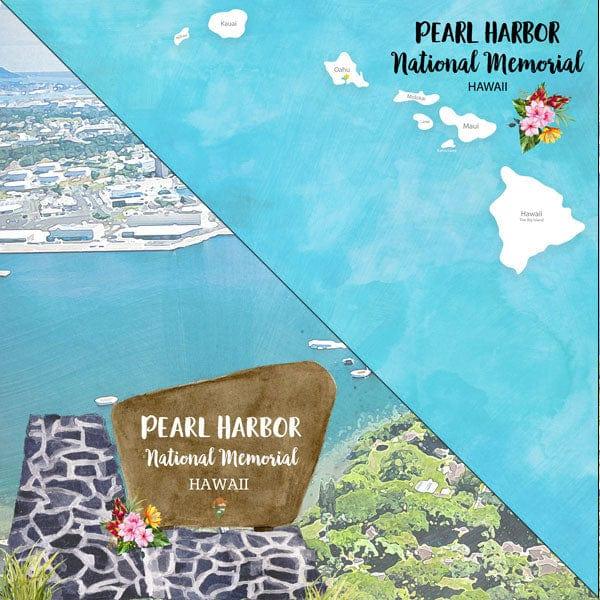 National Park Collection Hawaii National Monument Pearl Harbor 12 x 12 Double-Sided Scrapbook Paper by Scrapbook Customs - Scrapbook Supply Companies