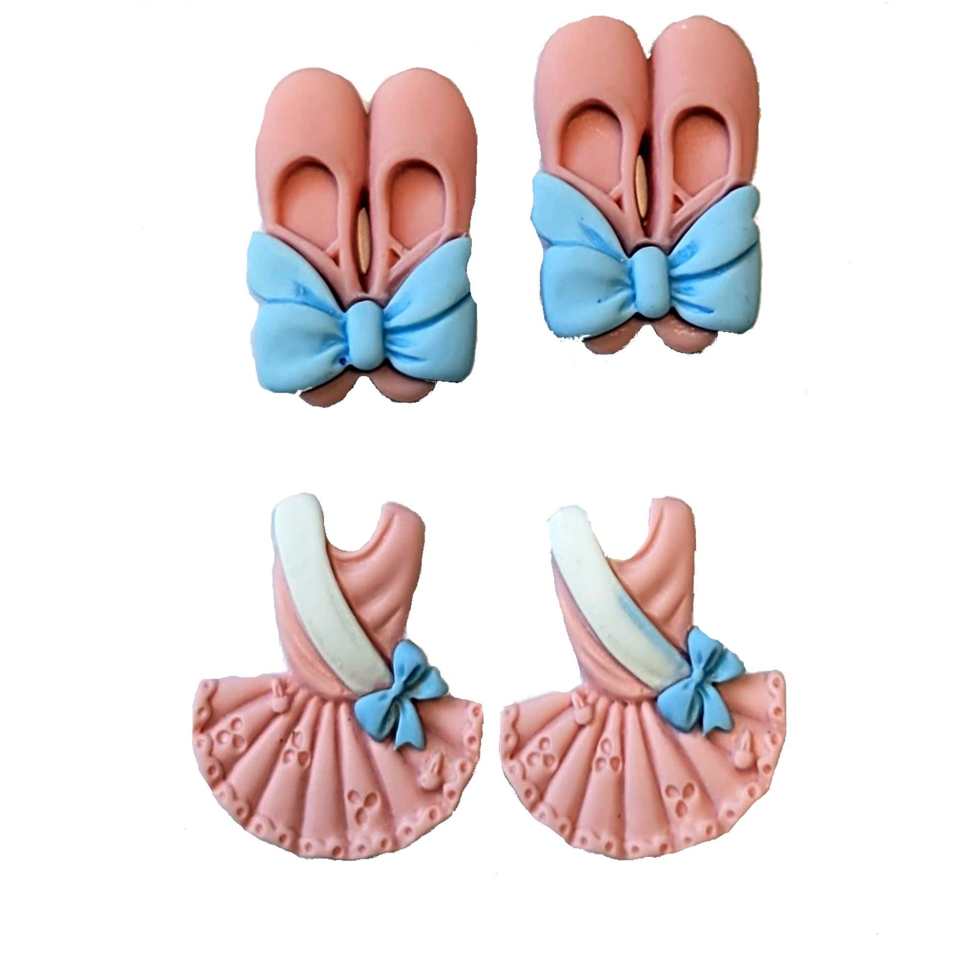 Ballerina Collection Pink Ballerina Dress & Ballet Shoes Flatback Buttons by SSC Designs - Pkg. of 4 - Scrapbook Supply Companies