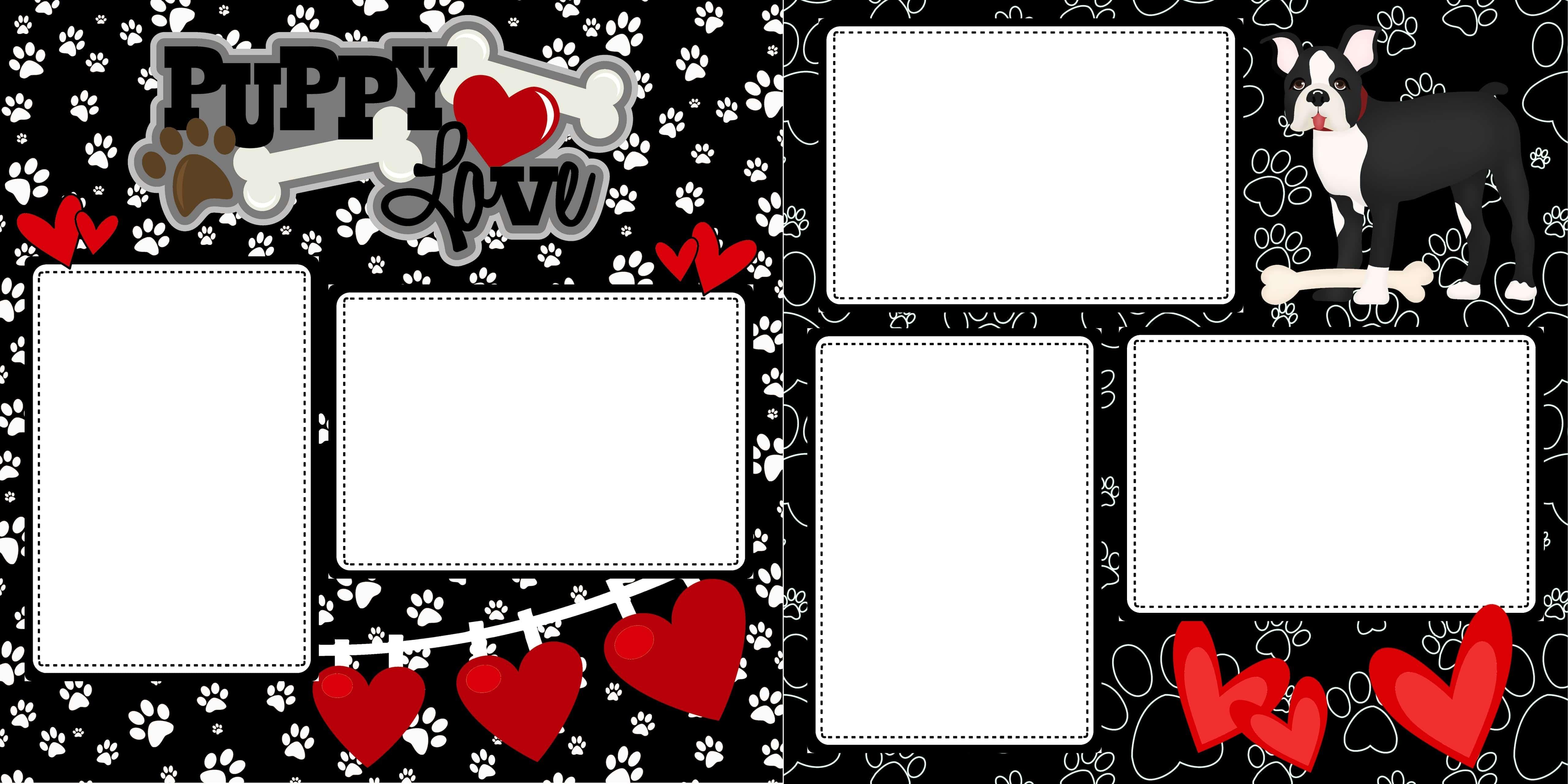 Puppy Love **Pick Your Breed** (2) - 12 x 12 Premade, Printed Scrapbook Pages by SSC Designs