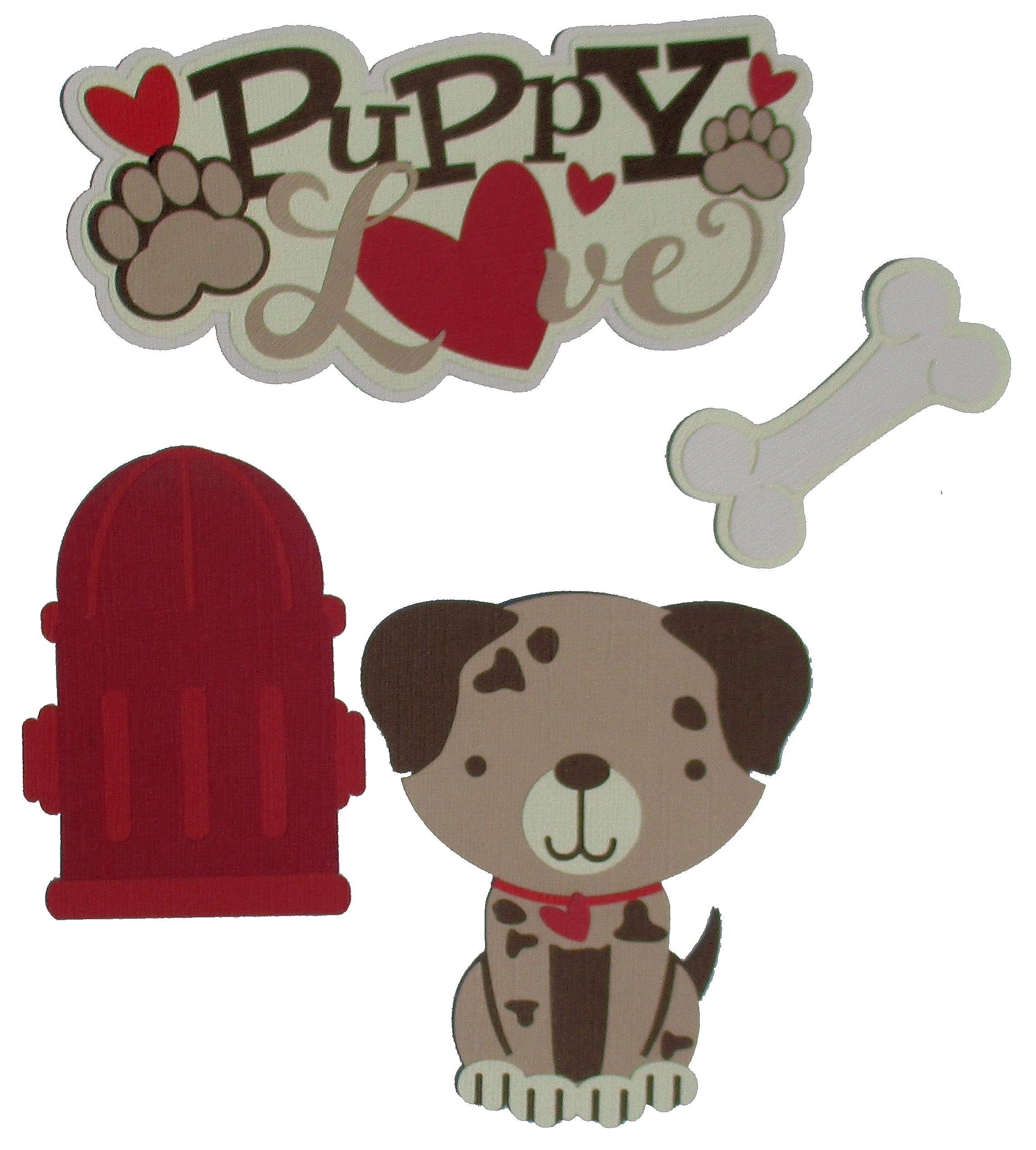 Puppy Love Title & Accessories 4-Piece Laser Cut Scrapbook Embellishments by SSC Laser Designs