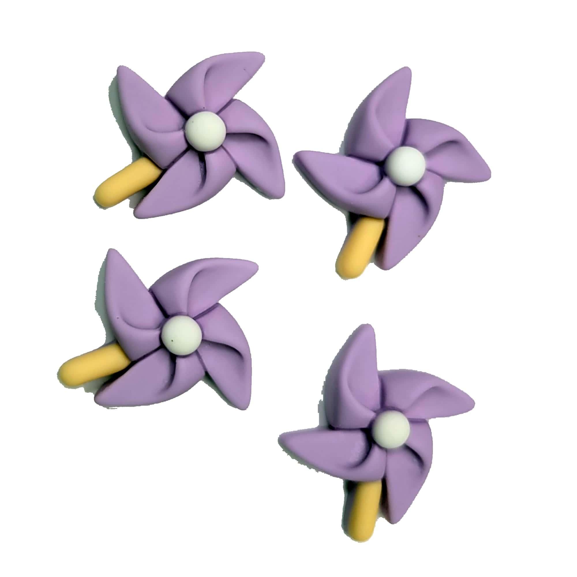 Summer Fun Collection Purple Pinwheels Flatback Scrapbook Buttons by SSC Designs - Pkg. of 4