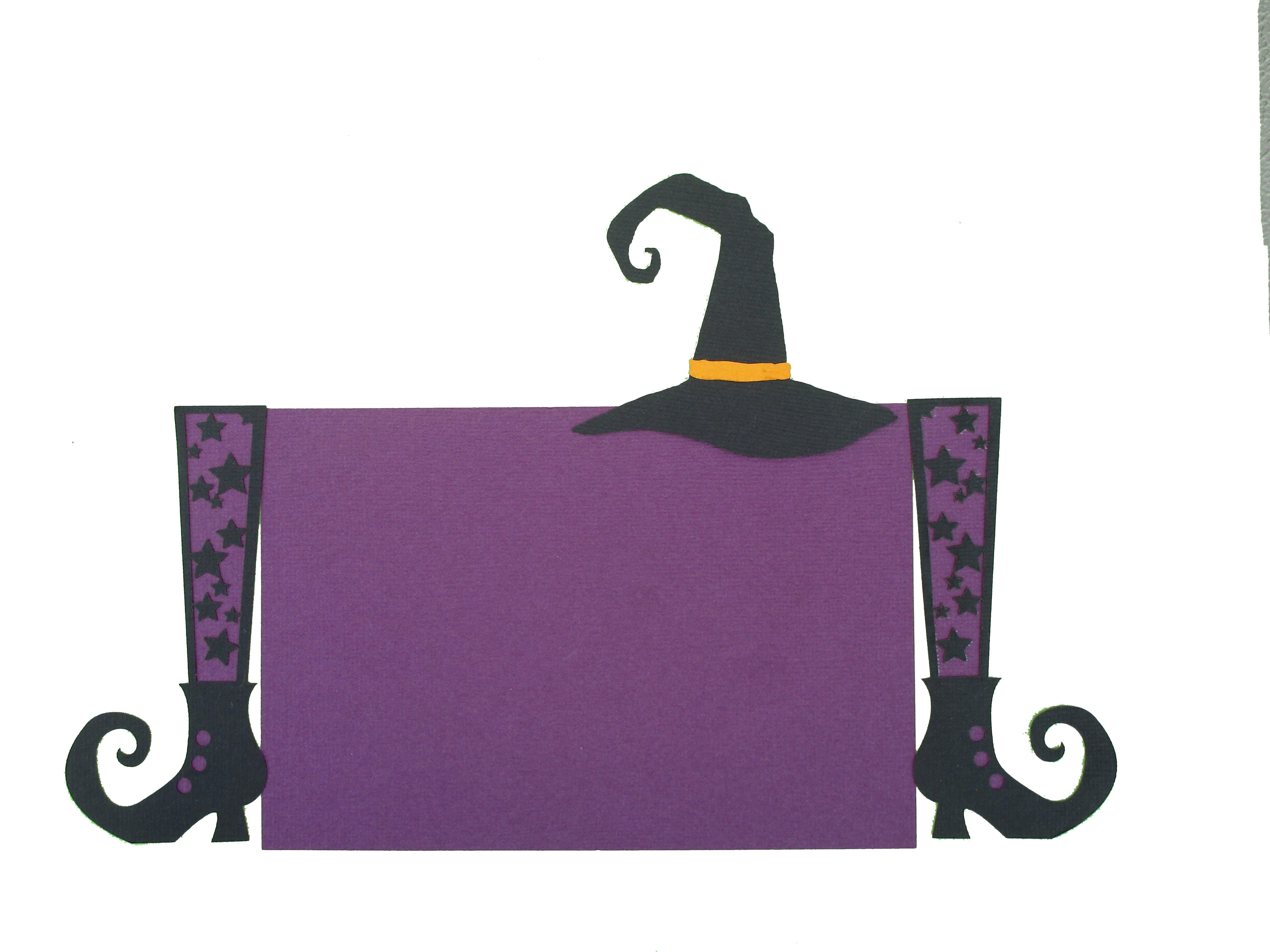 Halloween Purple Stars Witch Legs & Hat 4.25 x 6.25 Laser Cut Photo Mat Frame Scrapbook Embellishment by SSC Laser Designs
