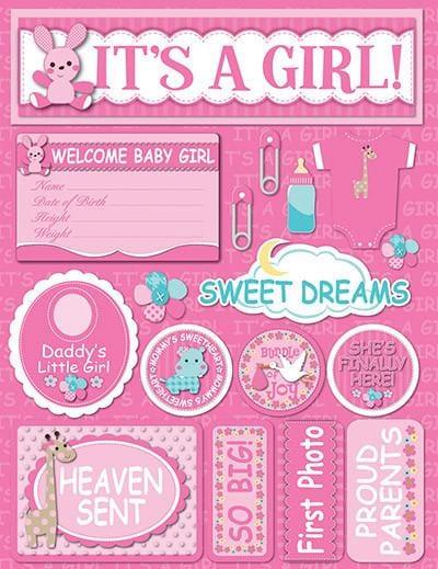 Signature Series Collection It's A Girl 5 x 6 Scrapbook Embellishment by Reminisce - Scrapbook Supply Companies