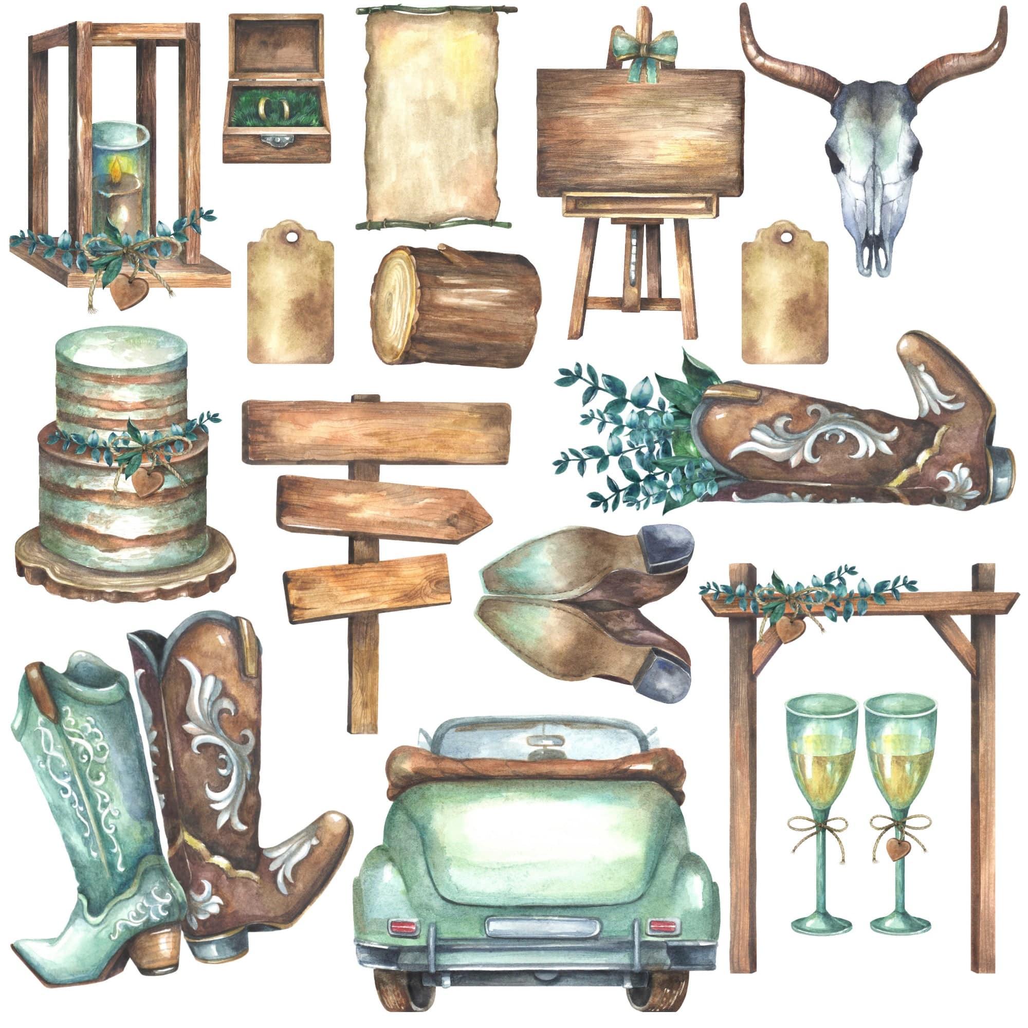 Rustic Wedding 12 x 12 Scrapbook Paper & Embellishment Kit by SSC Designs - Scrapbook Supply Companies