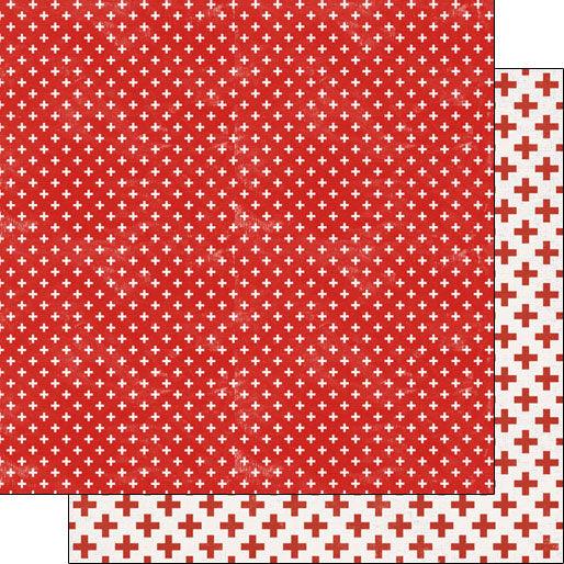 Covid-19 Collection Red Cross 12 x 12 Double Sided Scrapbook Paper by Scrapbook Customs - Scrapbook Supply Companies