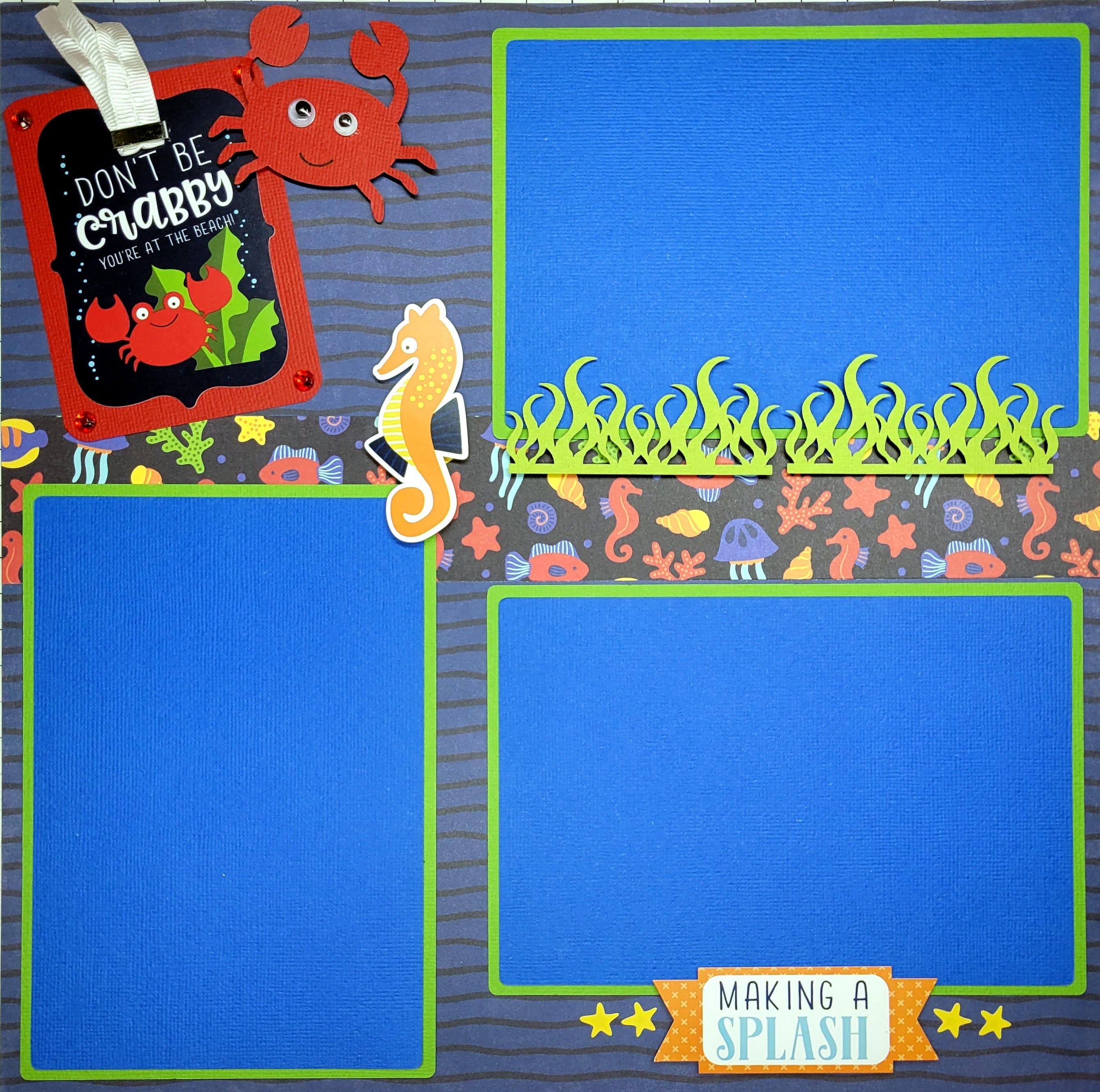 Under the Sea Collection Don't Be Crabby Pre-Made Embellished Two-Page 12 x 12 Scrapbook Premade by SSC Designs - Scrapbook Supply Companies