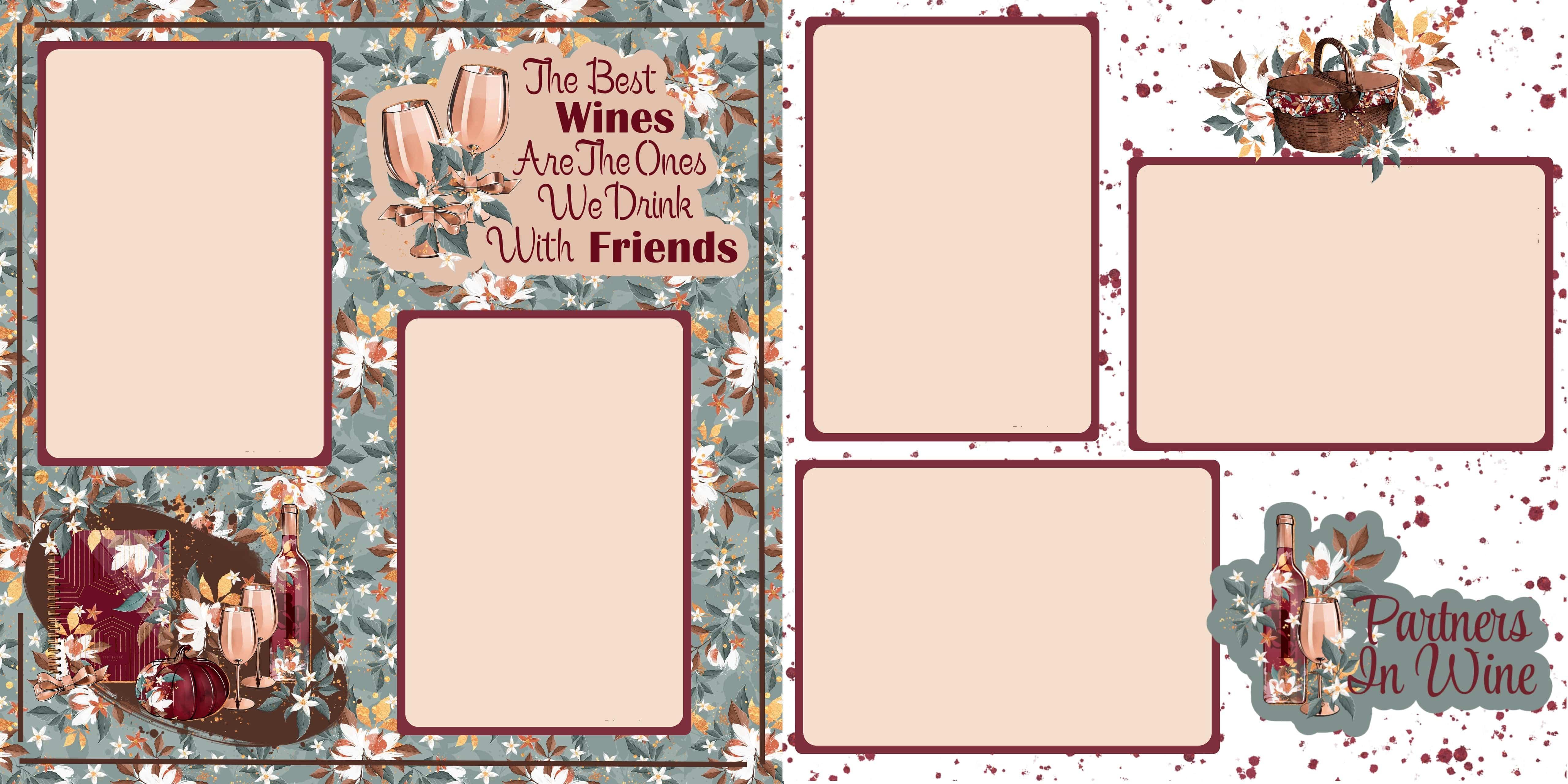 Partners In Wine (2) - 12 x 12 Premade, Printed Scrapbook Pages by SSC Designs