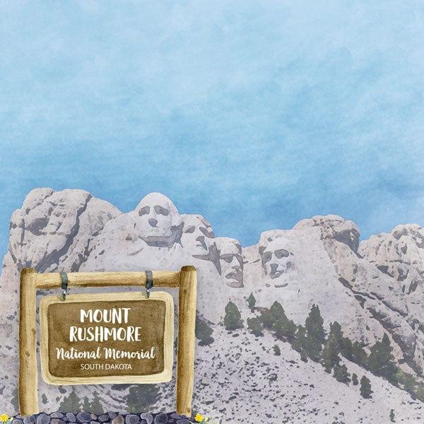 National Park Collection South Dakota National Monument Mount Rushmore 12 x 12 Double-Sided Scrapbook Paper by Scrapbook Customs - Scrapbook Supply Companies